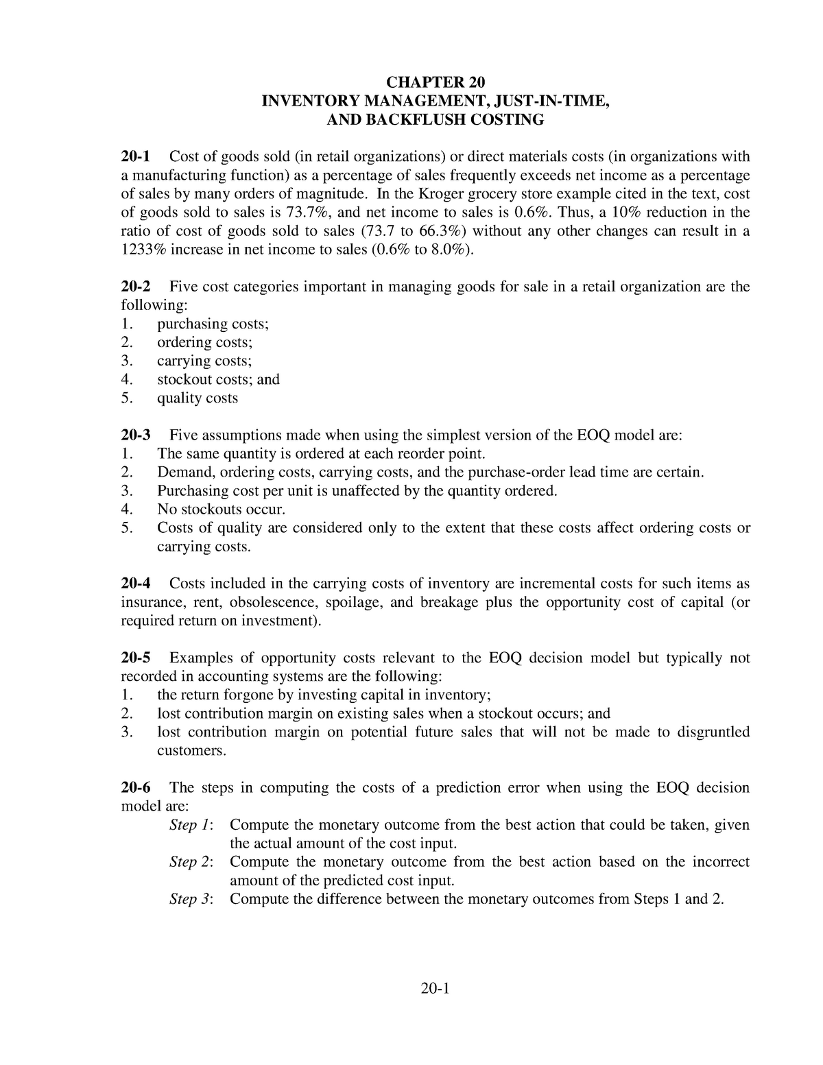 Solution Manual Cost Accounting 12e By Horngren Ch 20 Studocu