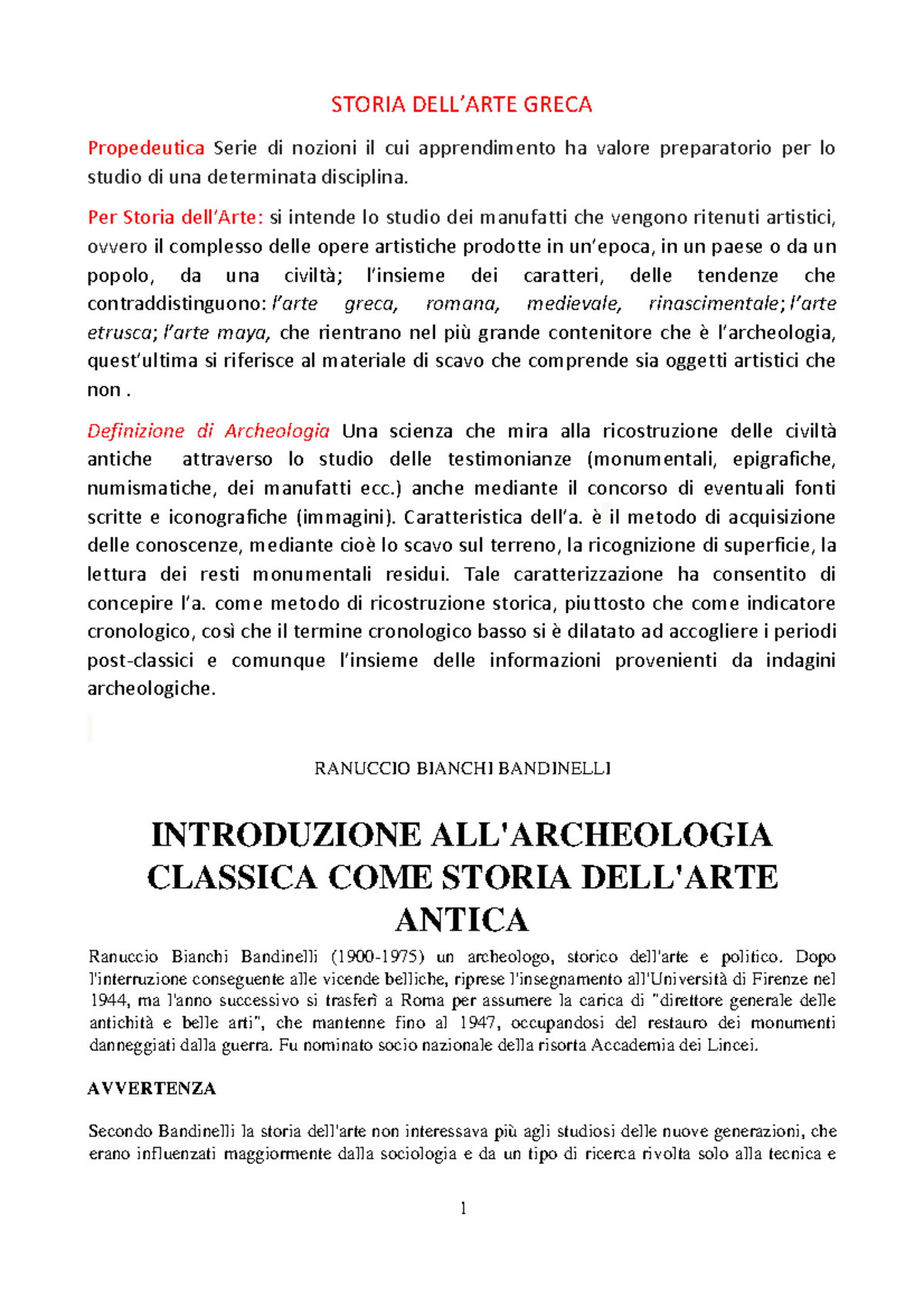 Introduzione All Archeologia Ranuccio Bianchi Bandinelli - STORIA GRECA ...