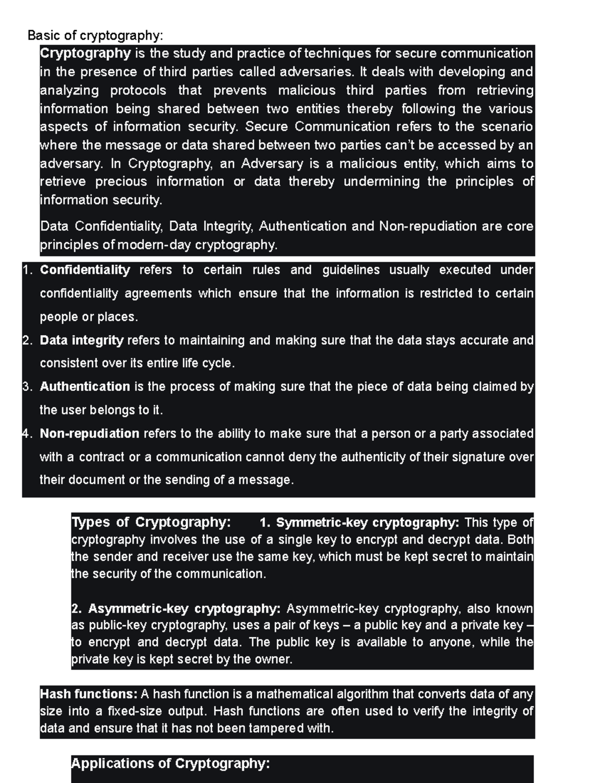 ICS 1 - Short And Concise - Basic Of Cryptography: Cryptography Is The ...