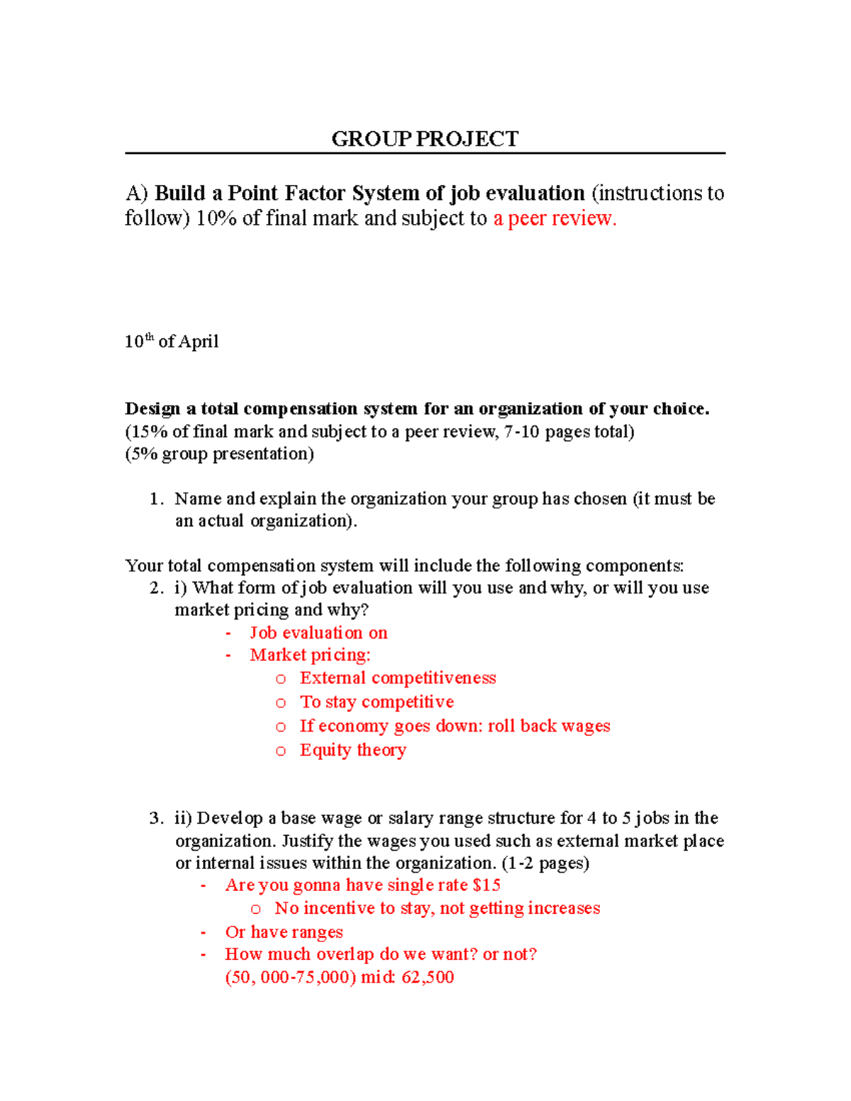 HRMT3328- Group Project - GROUP PROJECT A) Build a Point Factor System ...