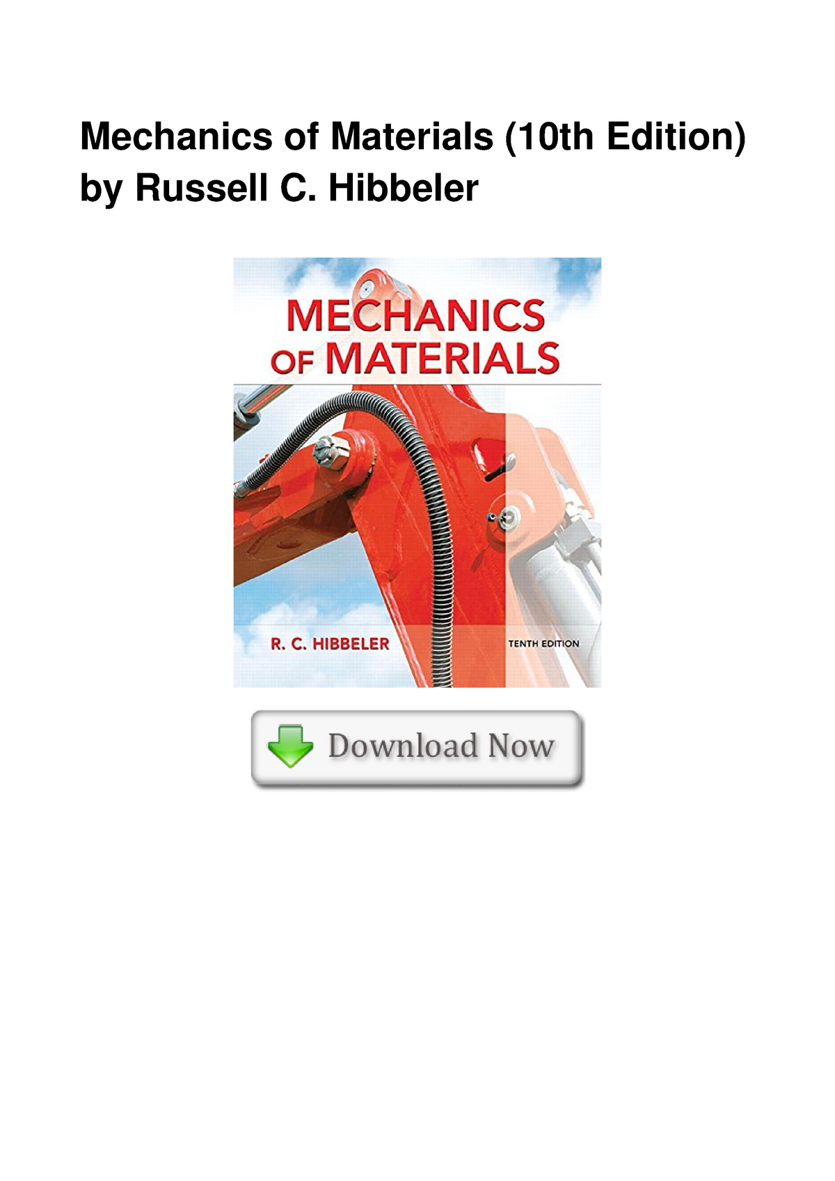mechanics of materials 10th edition solution pdf free download