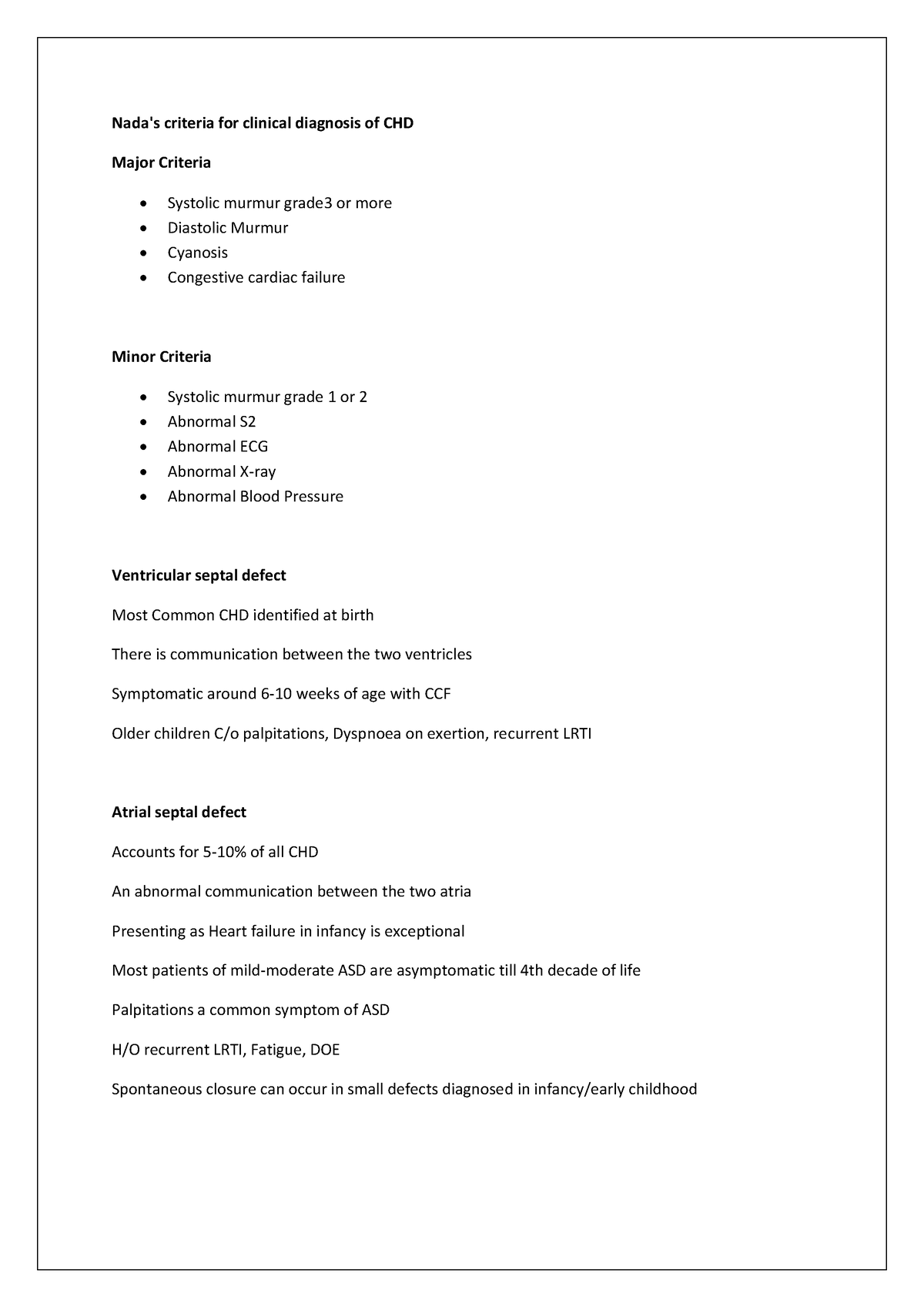 Congenital Heart Disease Part 2 - Nada's Criteria For Clinical 