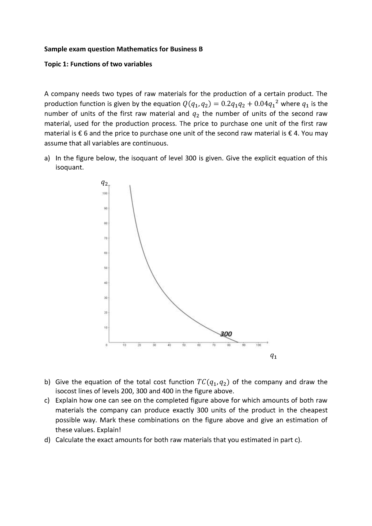 Sample Exam Question - Topic 1 - Sample Exam Question Mathematics For ...