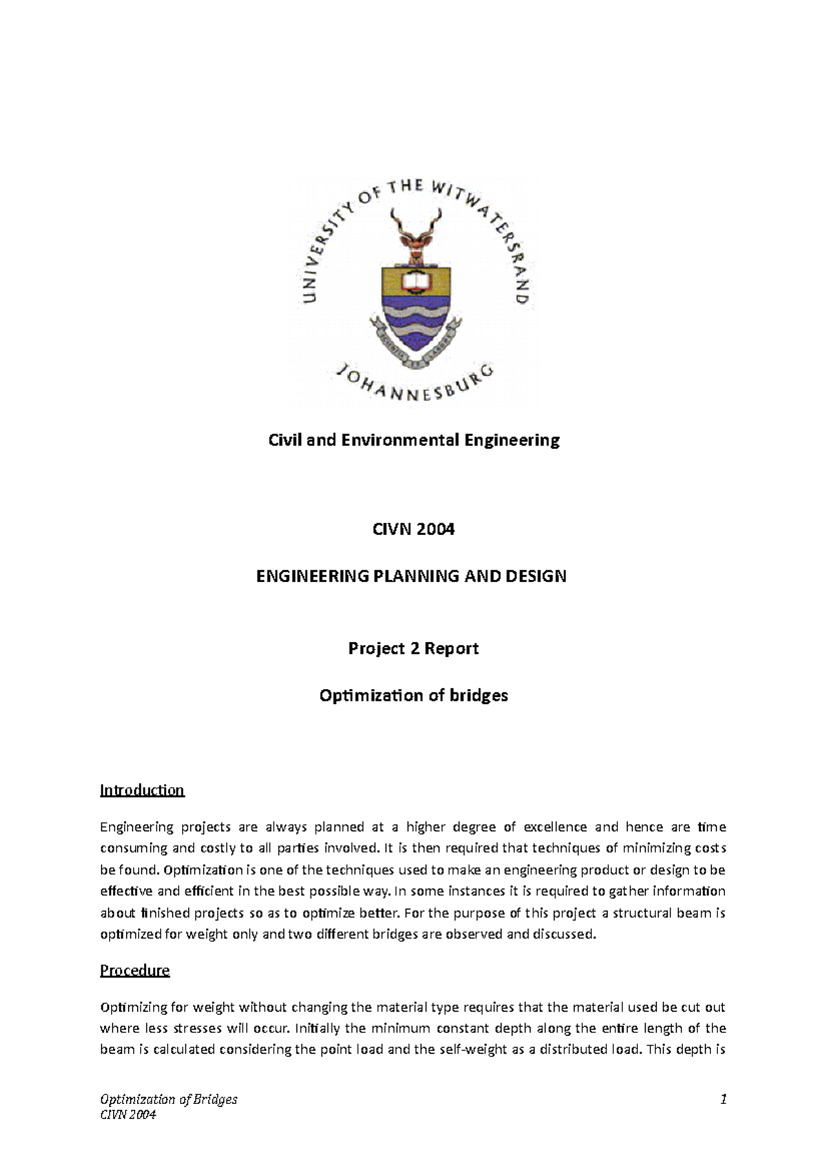 Project 2 bridge optimization - Civil and Environmental Engineering ...