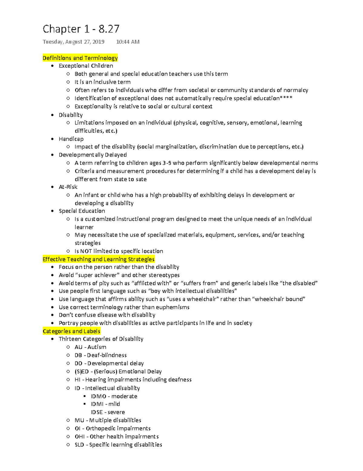 Chapter 1 - Students with Disability Course Class 3 - Definitions and ...