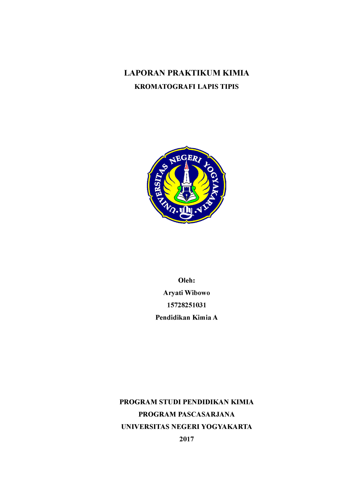 Organik Klt Dr Dra Retno Arianingrum M Si Laporan Praktikum