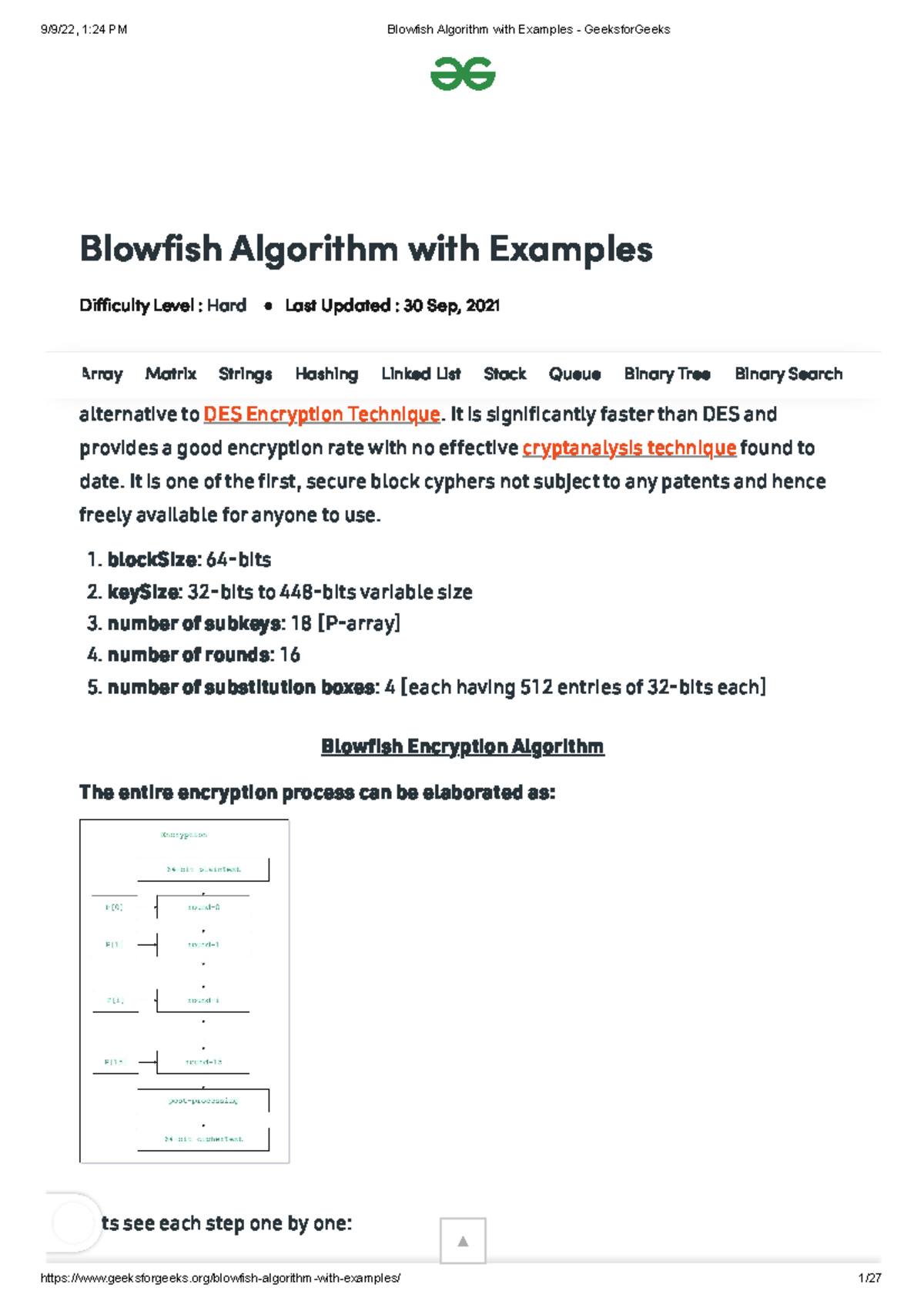 Blowfish algorithm gfg - Blowfish is an encryption technique designed ...