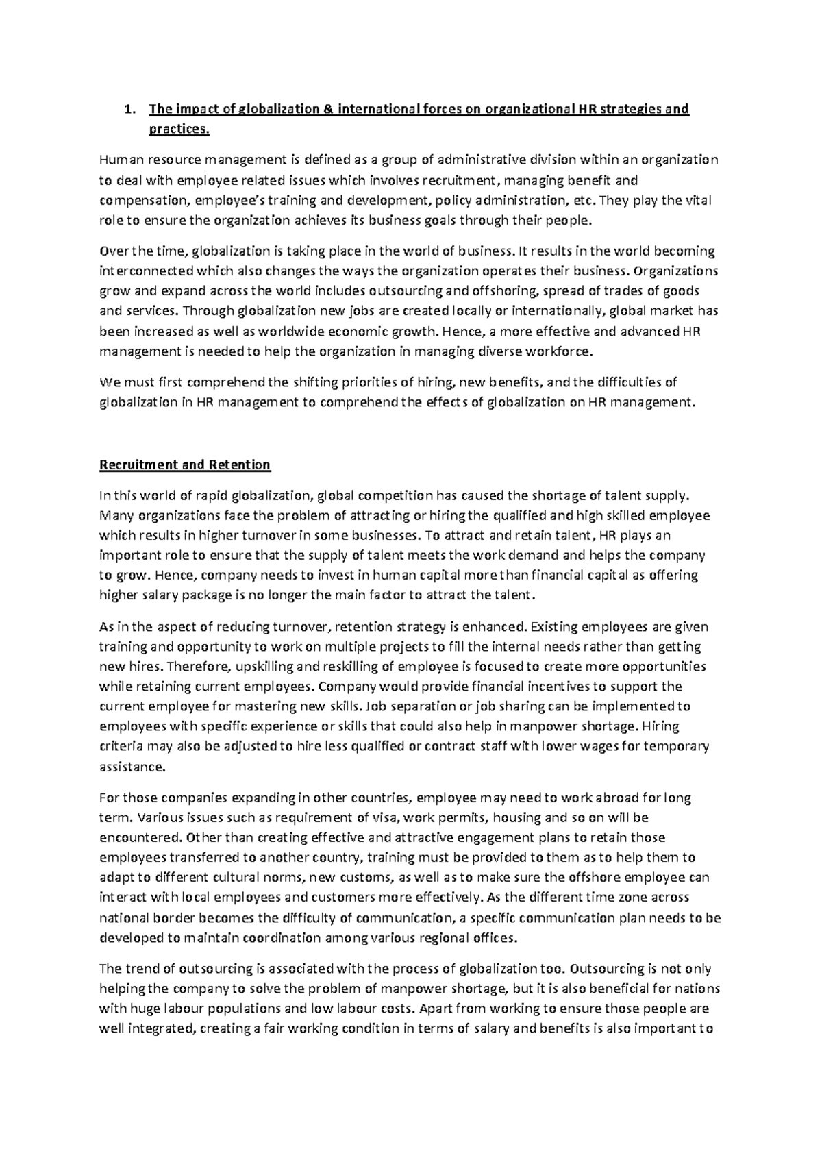 The impact of globalization & international forces on organizational HR ...