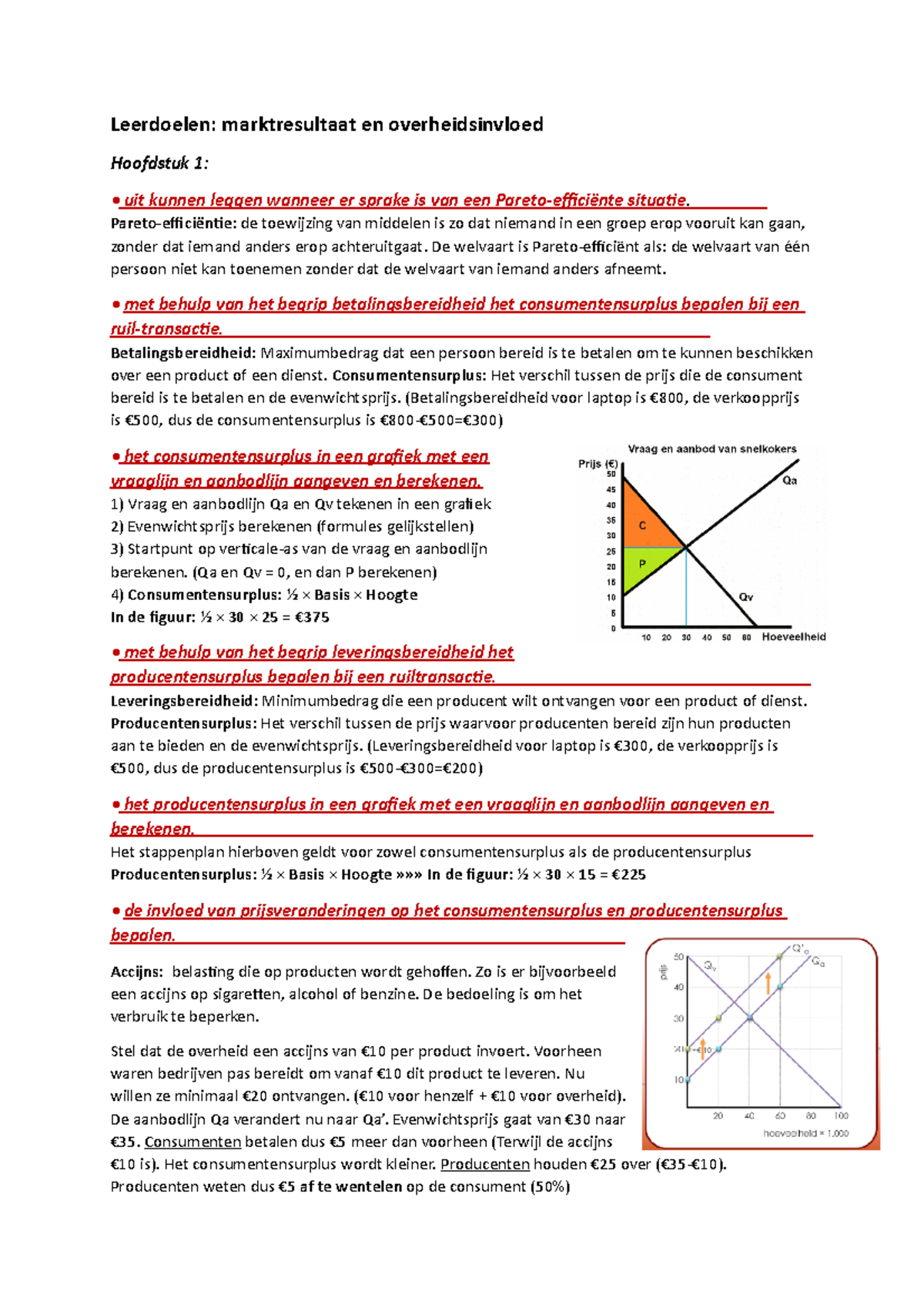 Leerdoelen VWO Marktresultaat En Overheidsinvloed H1 - Leerdoelen ...