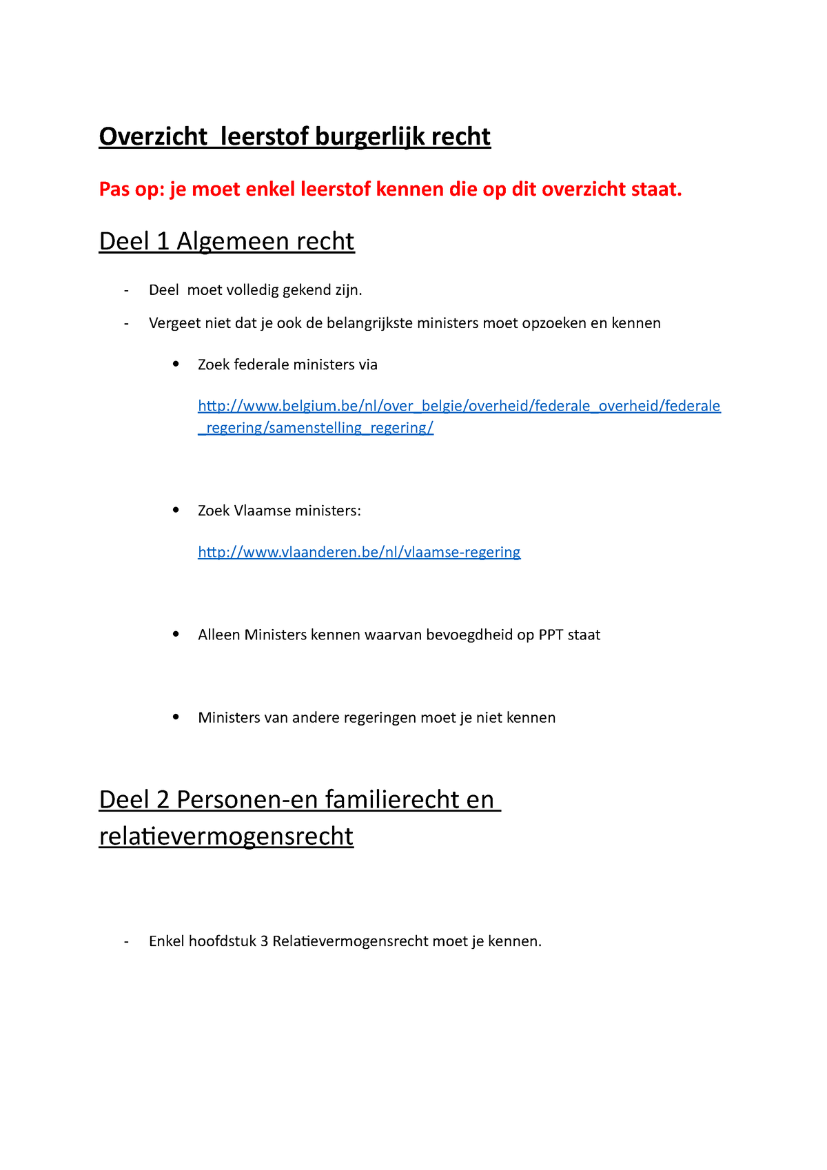 Overzicht Leerstof Burgerlijk Recht - Deel 1 Algemeen Recht Deel Moet ...