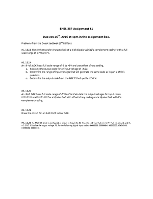 Assignment 1 Solution. Chapter 12 ADC and DAC - ENEL 387 Assignment Due ...