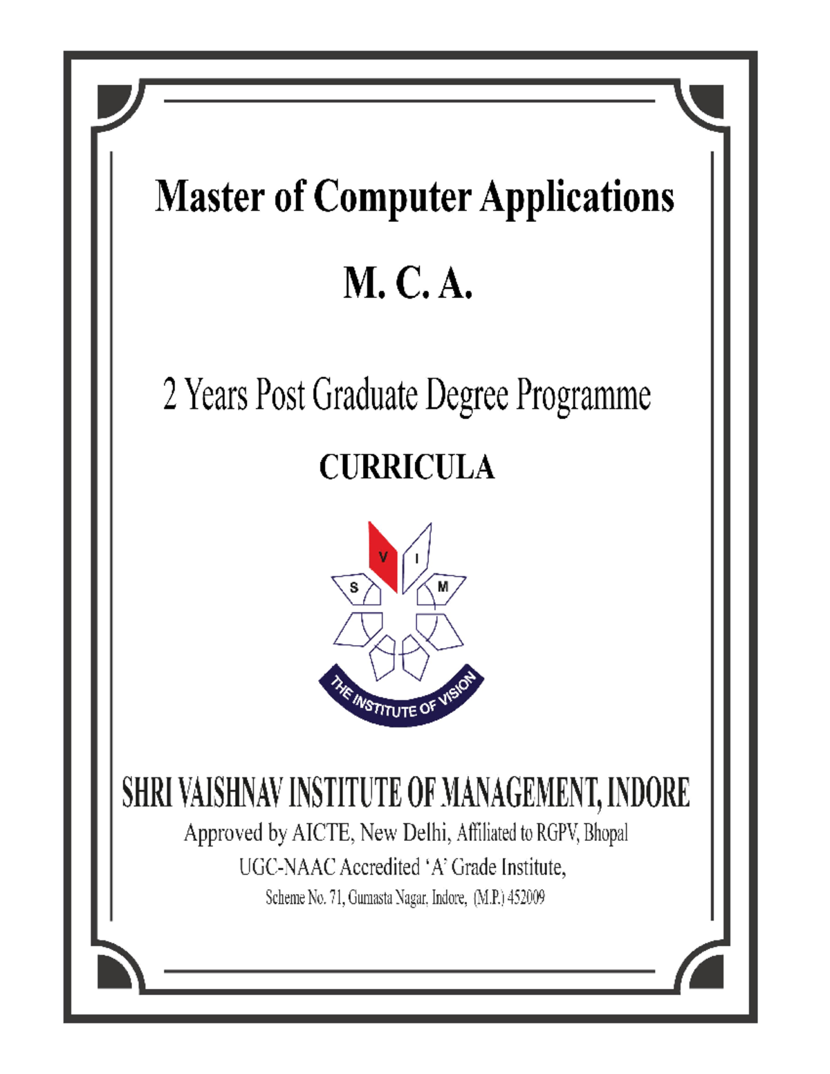 MCA Final Syllabus - Happy - Rajiv Gandhi Proudyogiki V ishwavidyalaya ...