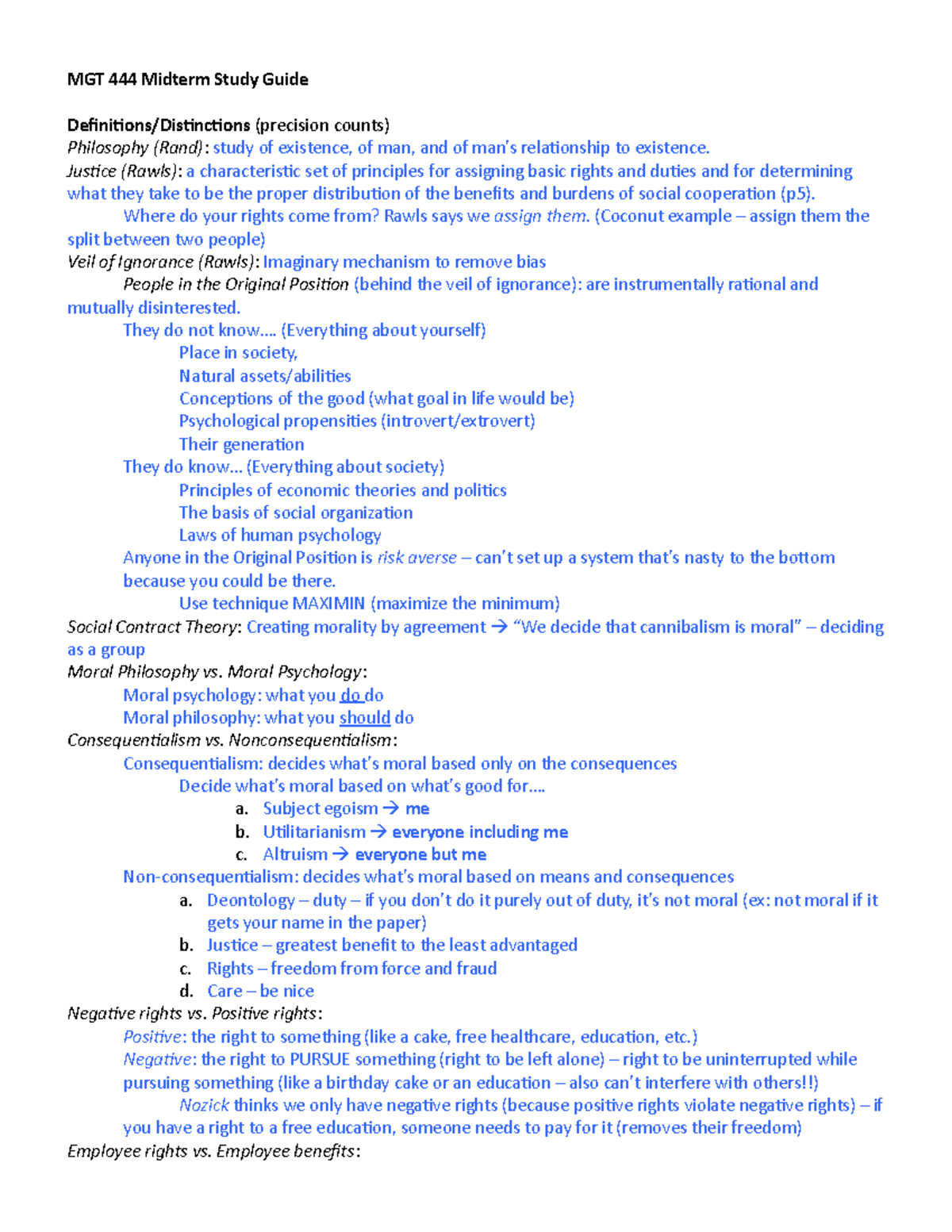 MGT444 Exam 1 Study Guide / Lecture Notes - MGT Midterm Study Guide ...