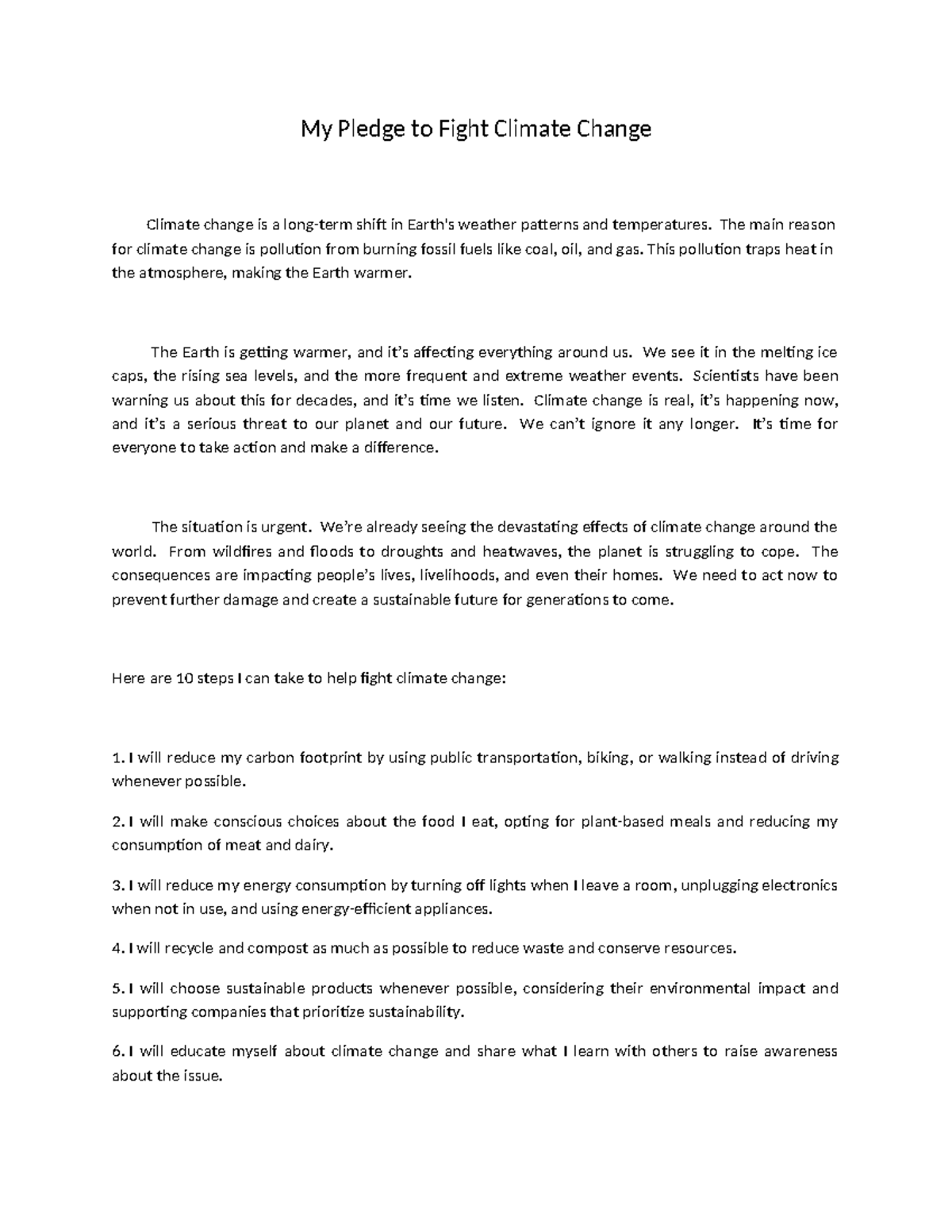 My Pledge to Fi-WPS Office tanene - My Pledge to Fight Climate Change ...