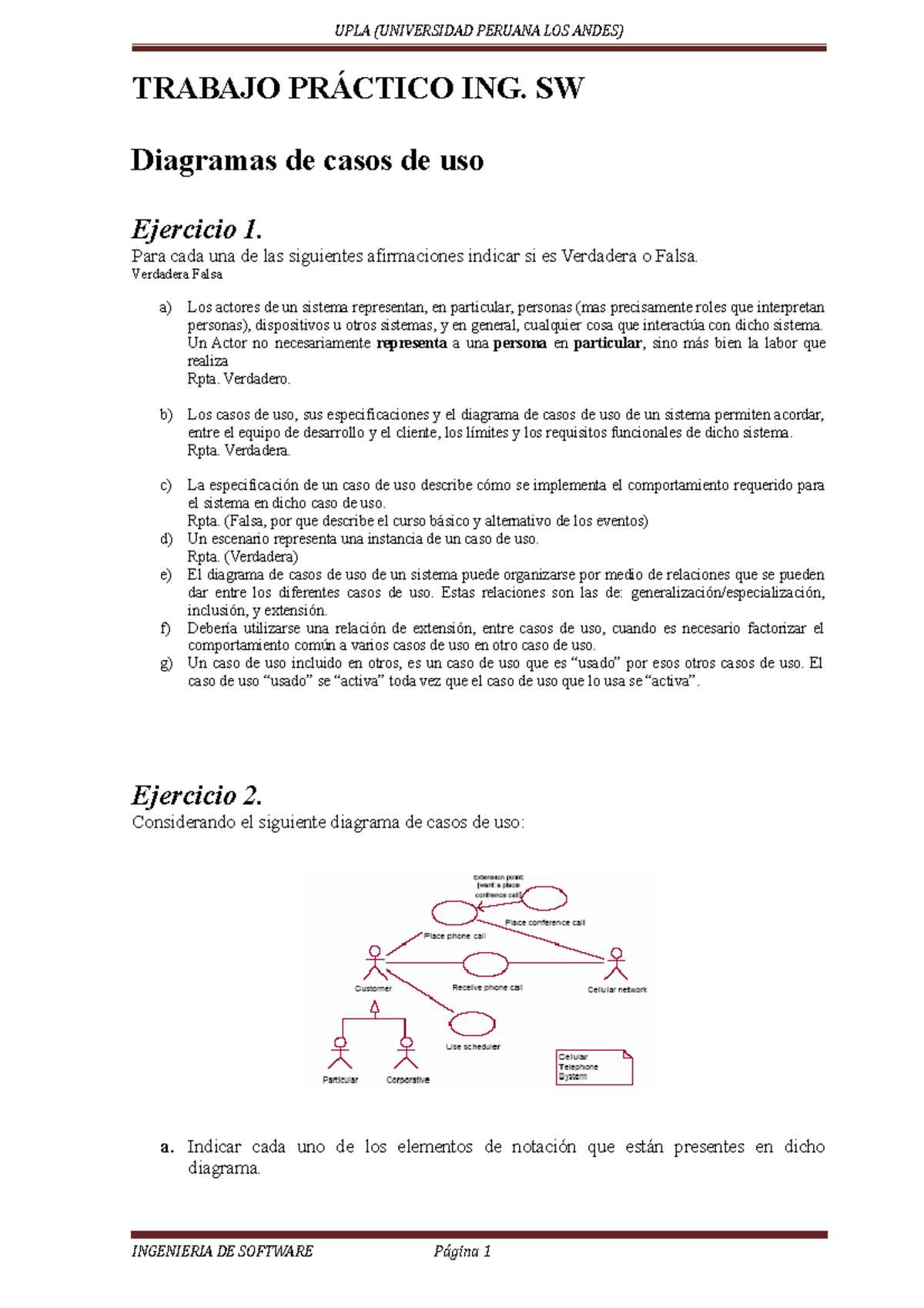 148898025 Trabajo Practico UML TRABAJO PRÁCTICO ING. SW Diagramas de