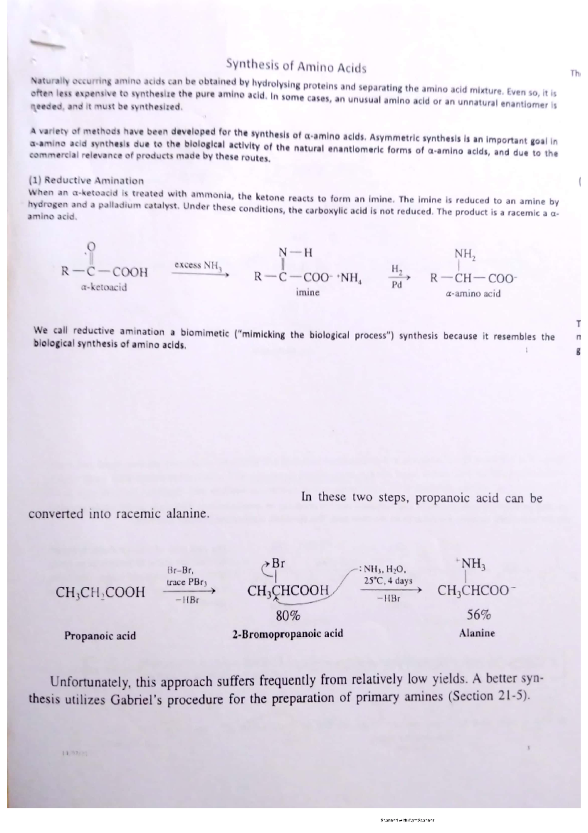 Synthesis of amino acids Organic Chemistry Studocu