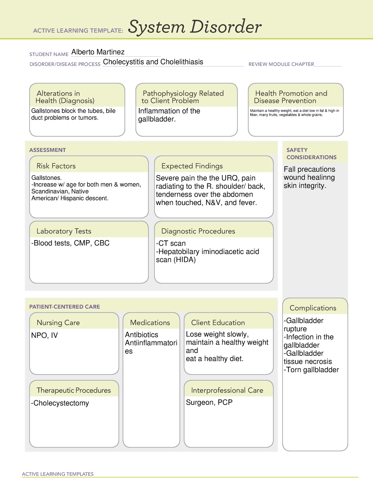 System Disorder template Cholecystitis - ACTIVE LEARNING TEMPLATES ...