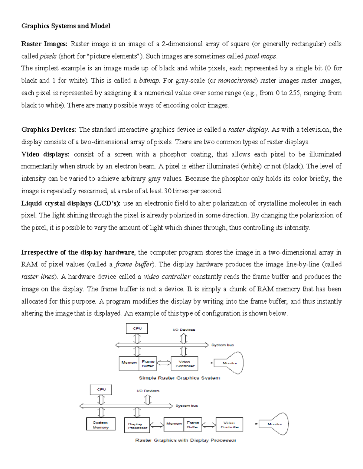 Raphics Systems and Model - Graphics Systems and Model Raster Images ...
