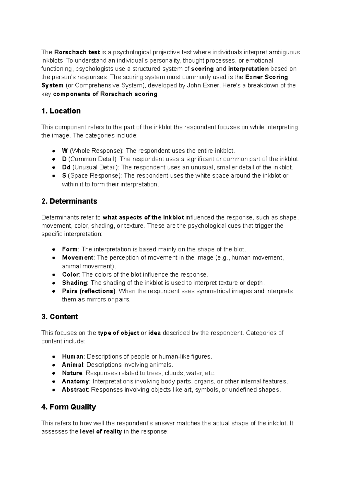 Rorschach test - notes on RIBT - The Rorschach test is a psychological ...