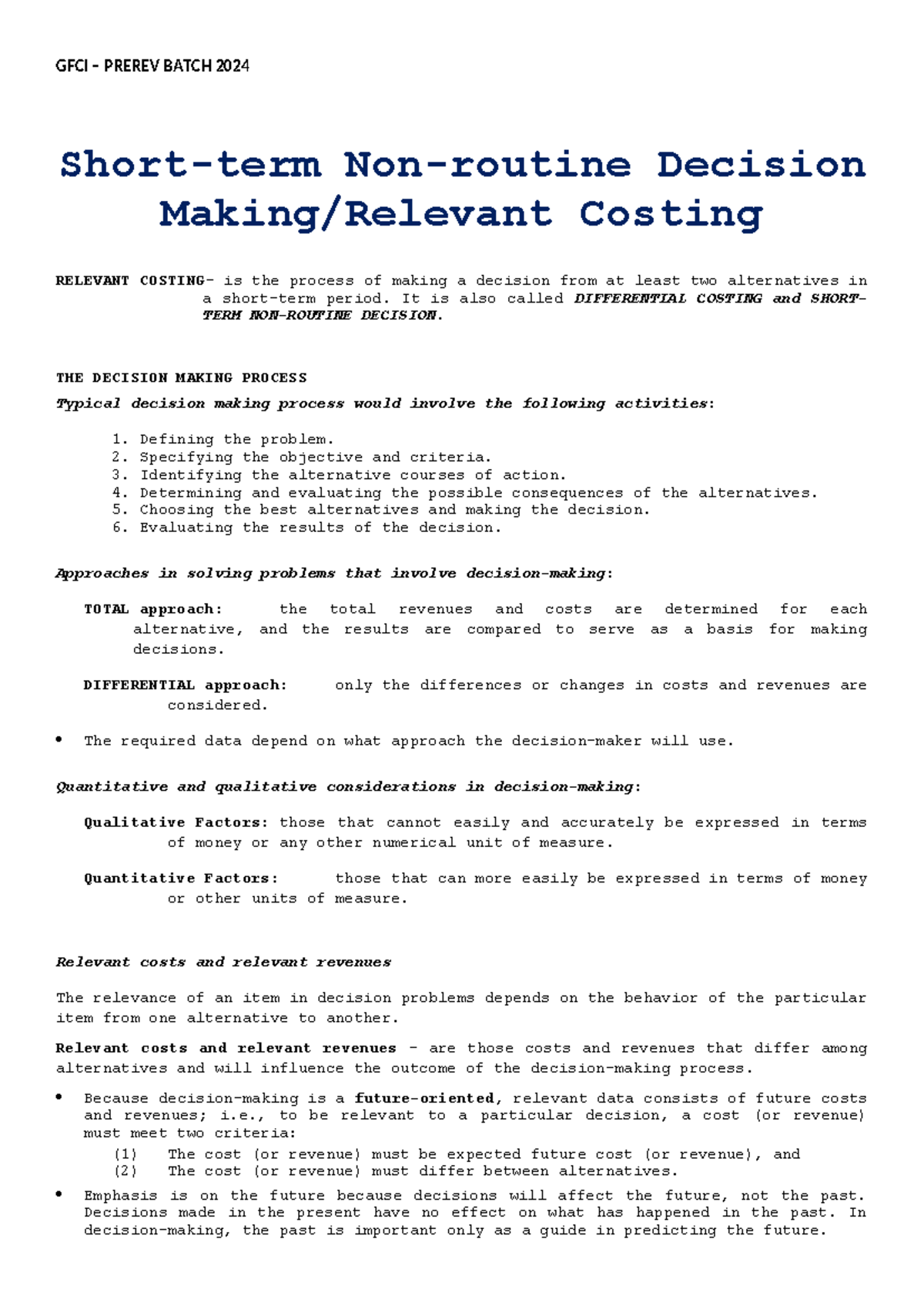 MS4- Relevant- Costing - GFCI – PREREV BATCH 2024 Short-term Non ...