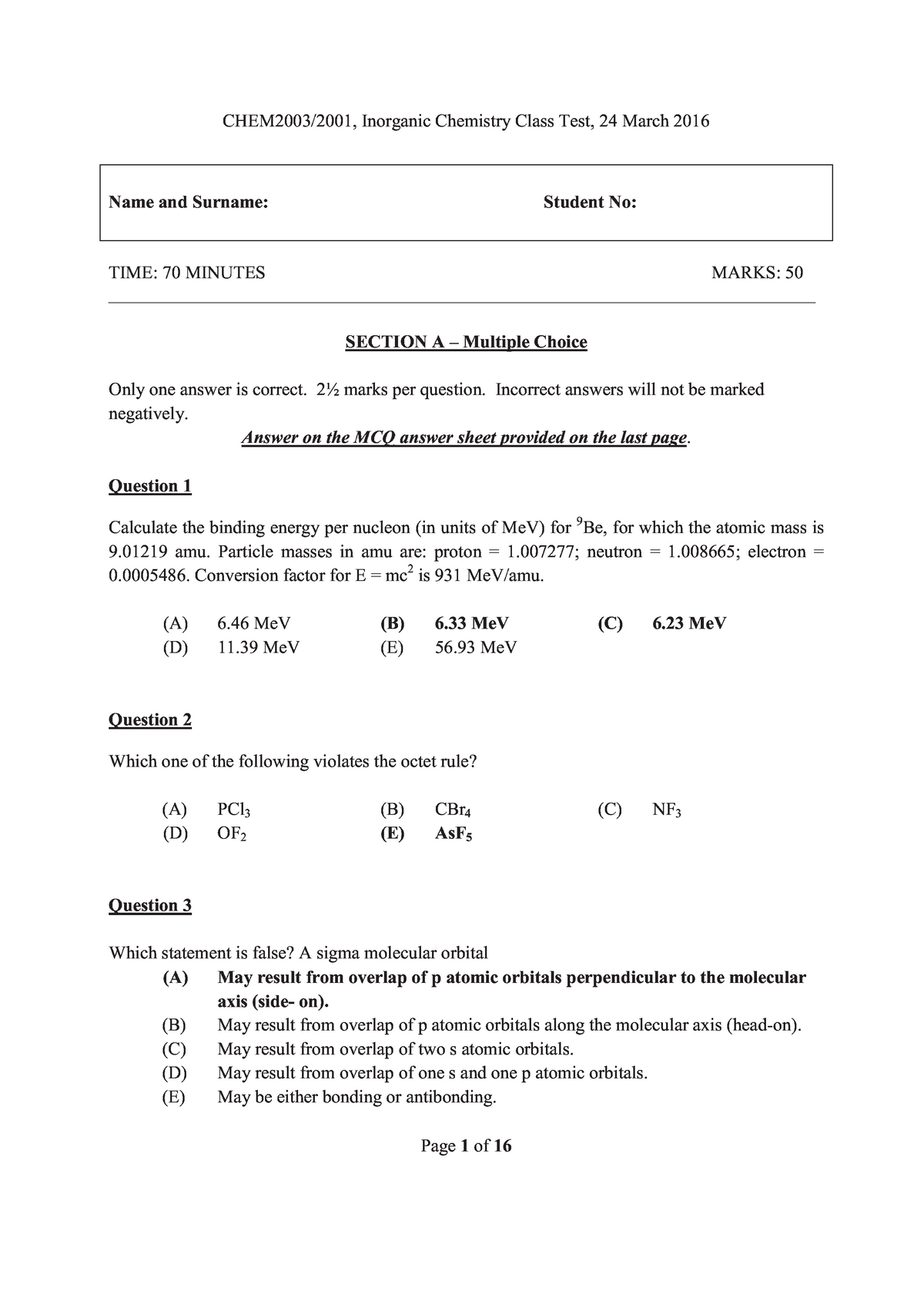 Test 24 March 2016, questions - StuDocu