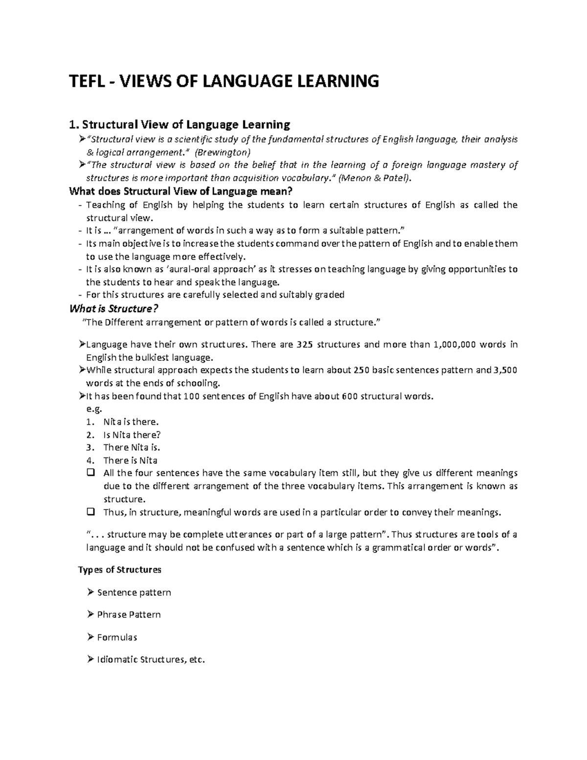 2 TEFL - Views OF Language Learning - TEFL - VIEWS OF LANGUAGE LEARNING ...