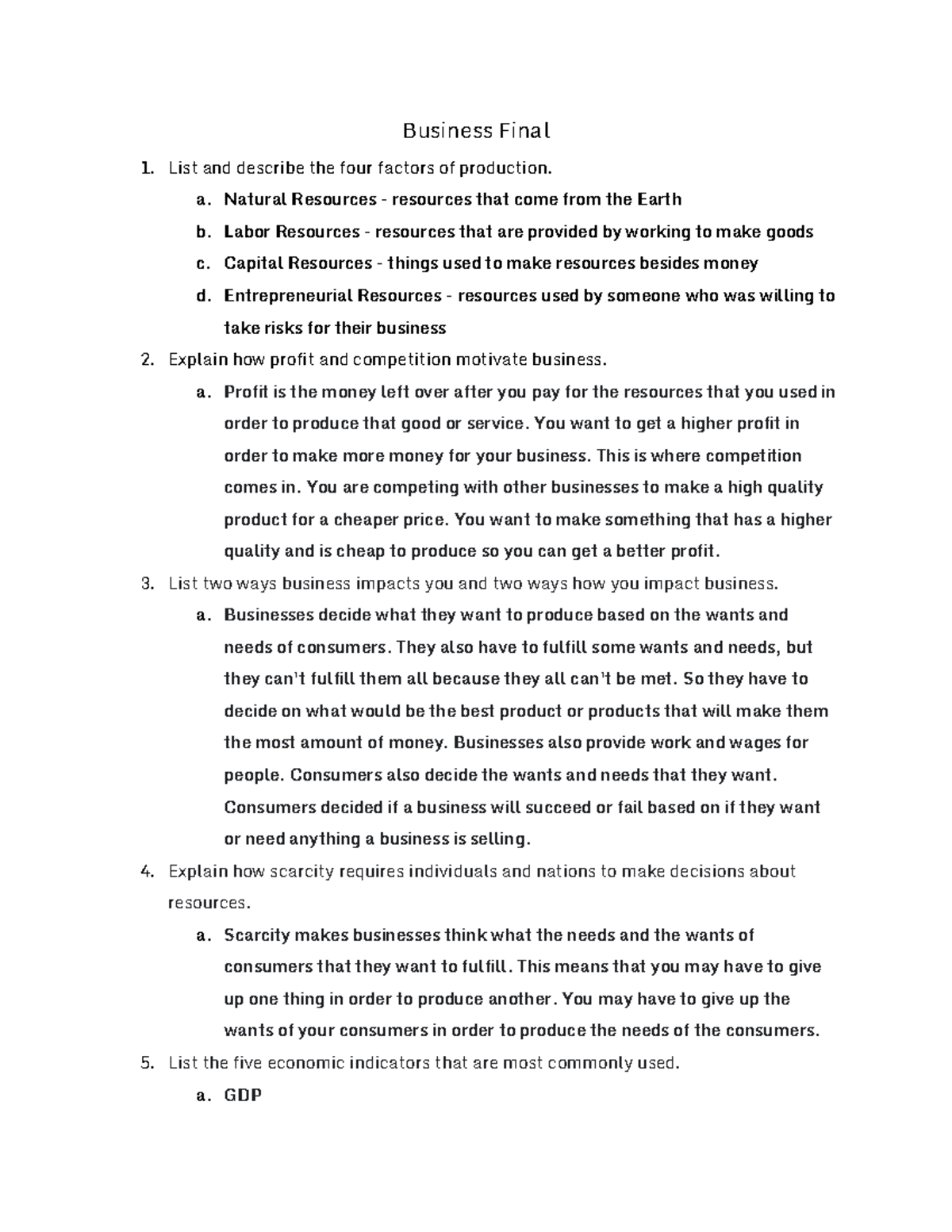 Intro to Business Final Study Guide - Studocu