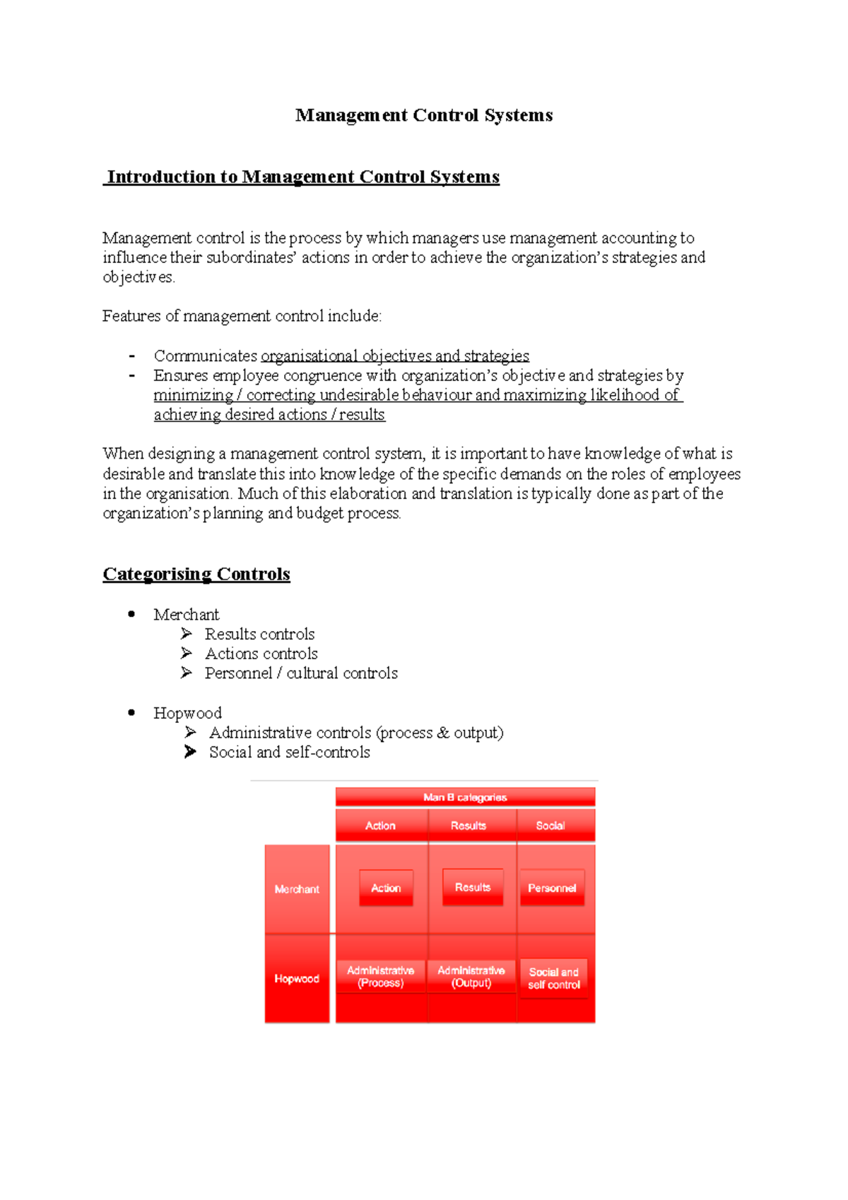 Management Control Systems - Features of management control include ...