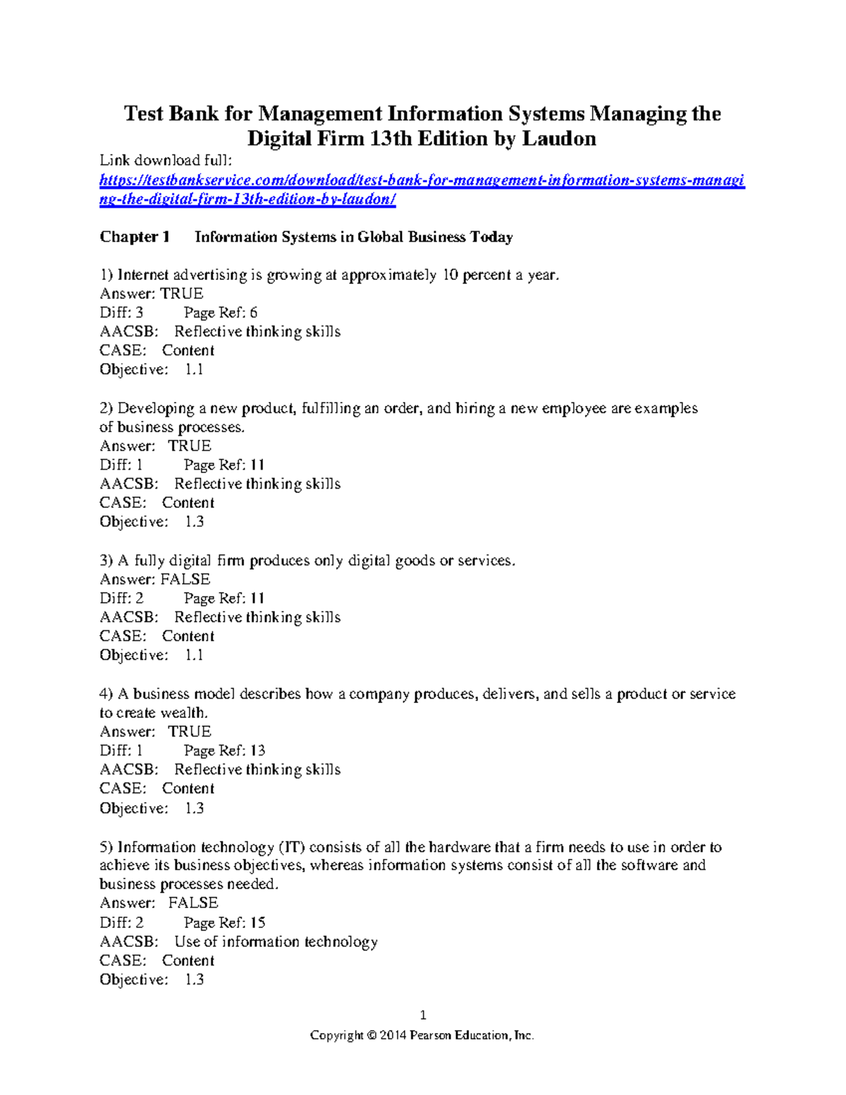 Test Bank for Management Information Systems Managing the Digital Firm ...
