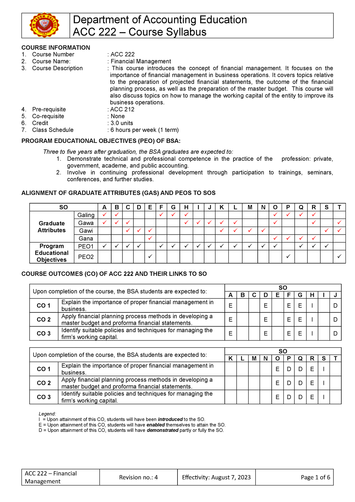 ACC222 Course Syllabus - ACC 222 – Course Syllabus ACC 222 – Financial ...