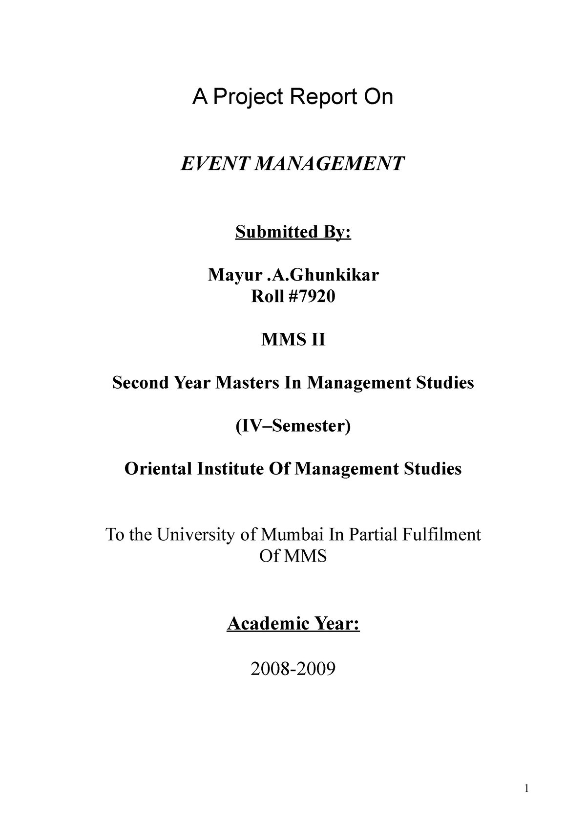 event management dissertation