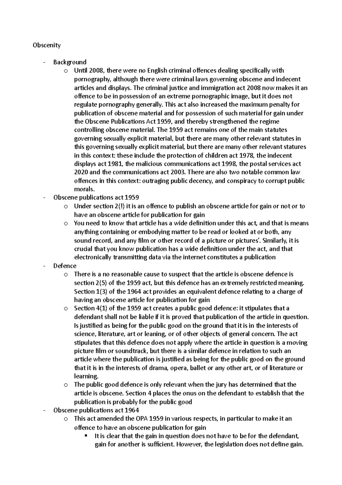 Lecture 7 - Obscenity - Obscenity Background o Until 2008, there were ...