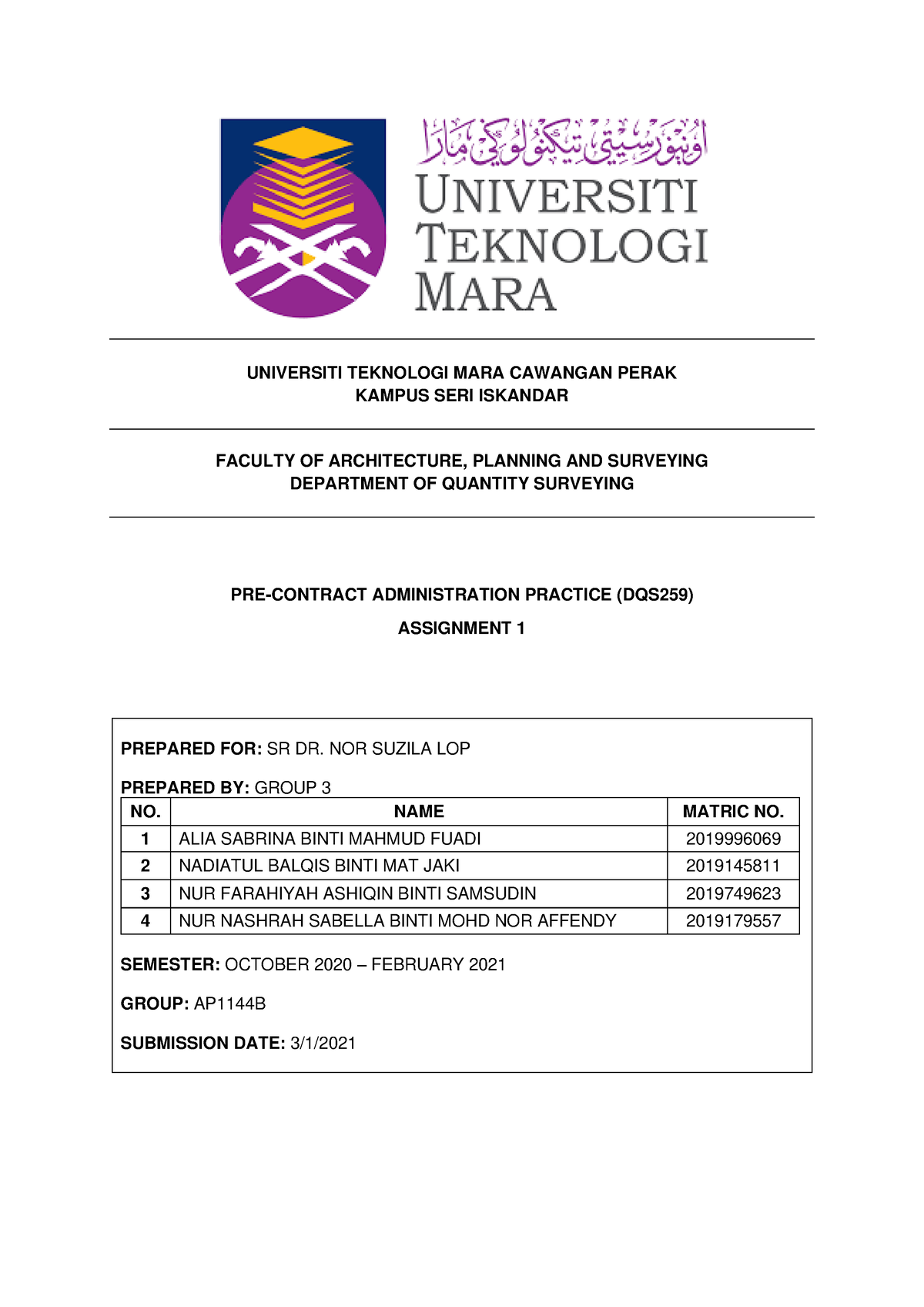 research methodology assignment uitm