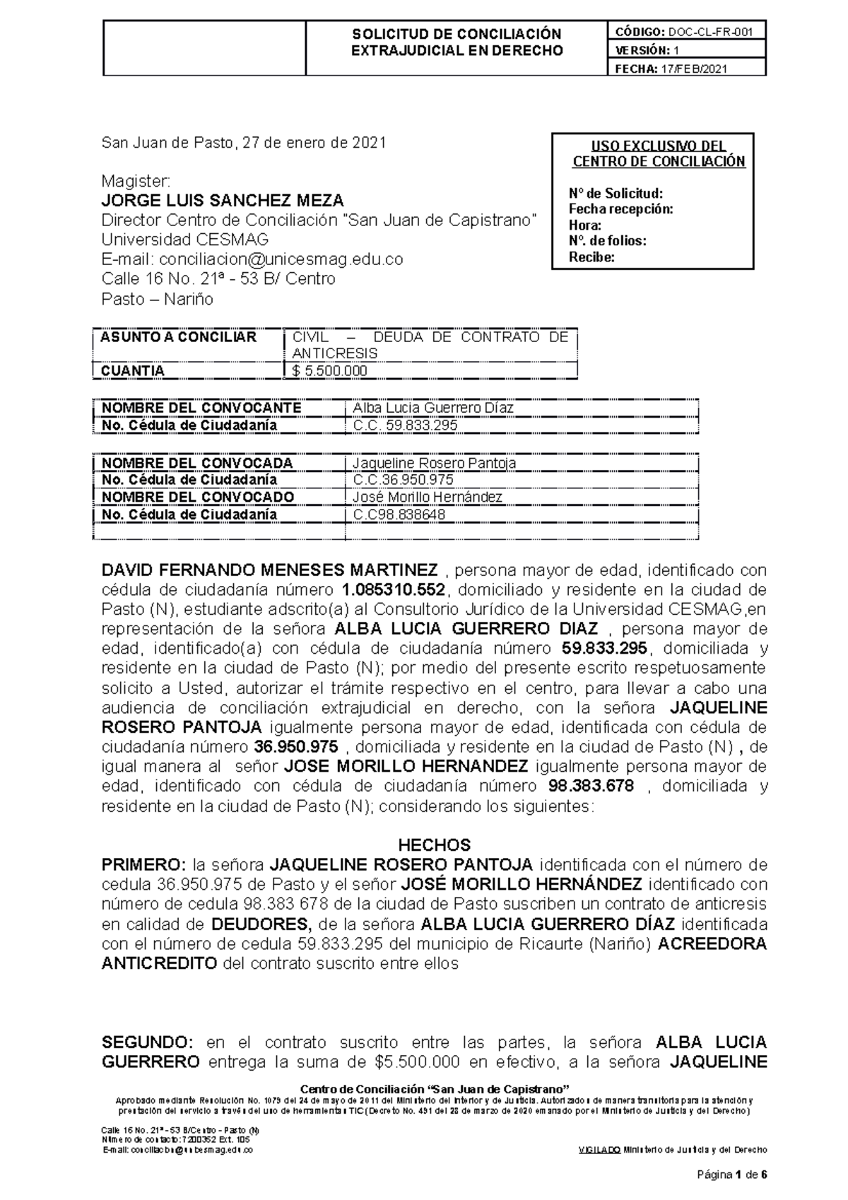 3 Solicitud DE Conciliación Extrajudicial EN Derecho 2021 (2 ...