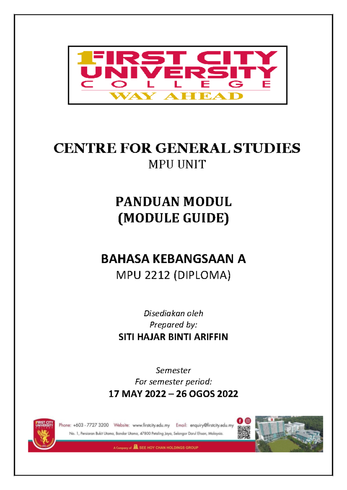 Panduan Modul ( Module Guide) - CENTRE FOR GENERAL STUDIES MPU UNIT ...