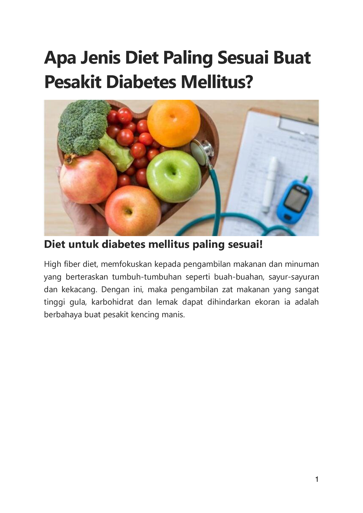 Plan Diet Diabetes Mellitus - Apa Jenis Diet Paling Sesuai Buat Pesakit ...