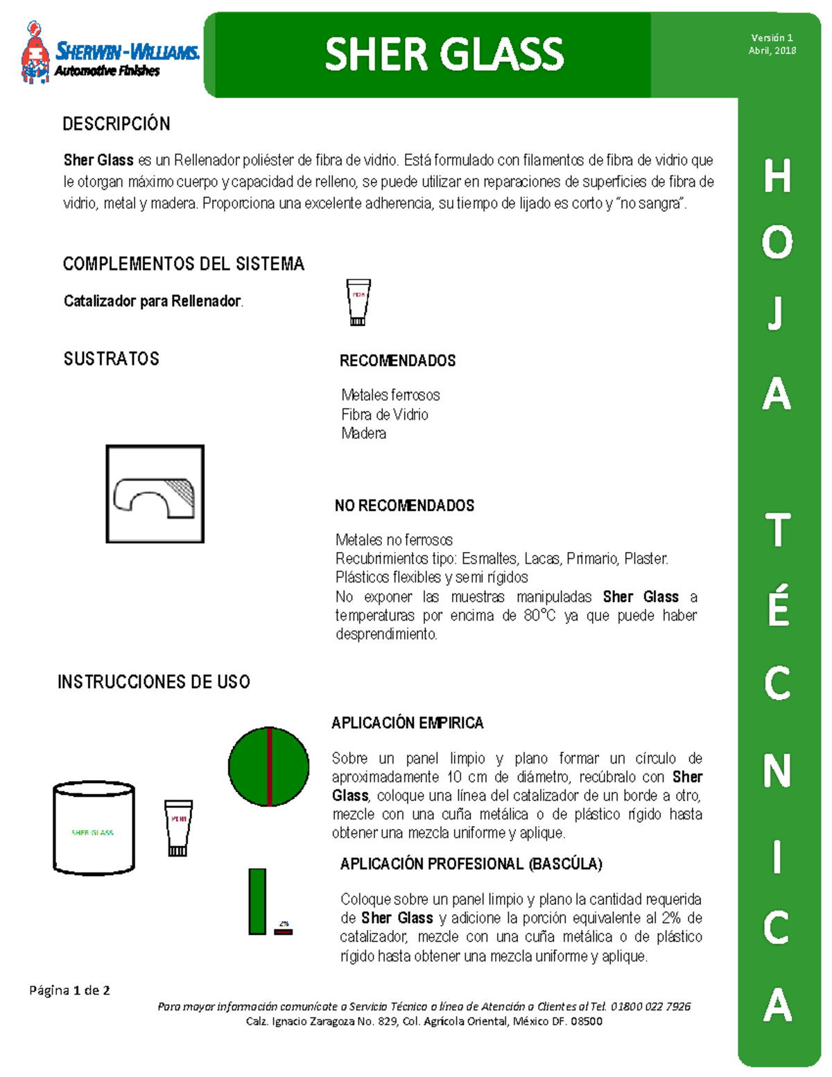 Sherglass Rellenador 39800 F.T - Página 1 de 2 Para mayor información ...
