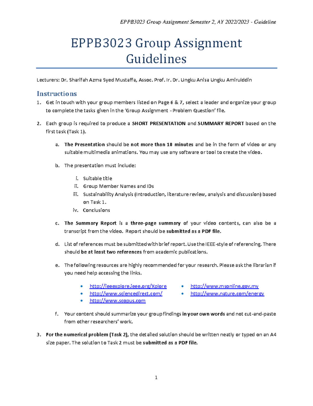 1 EPPB3023 Group Assignment S2 AY2223 - Guideline and Problem Question ...