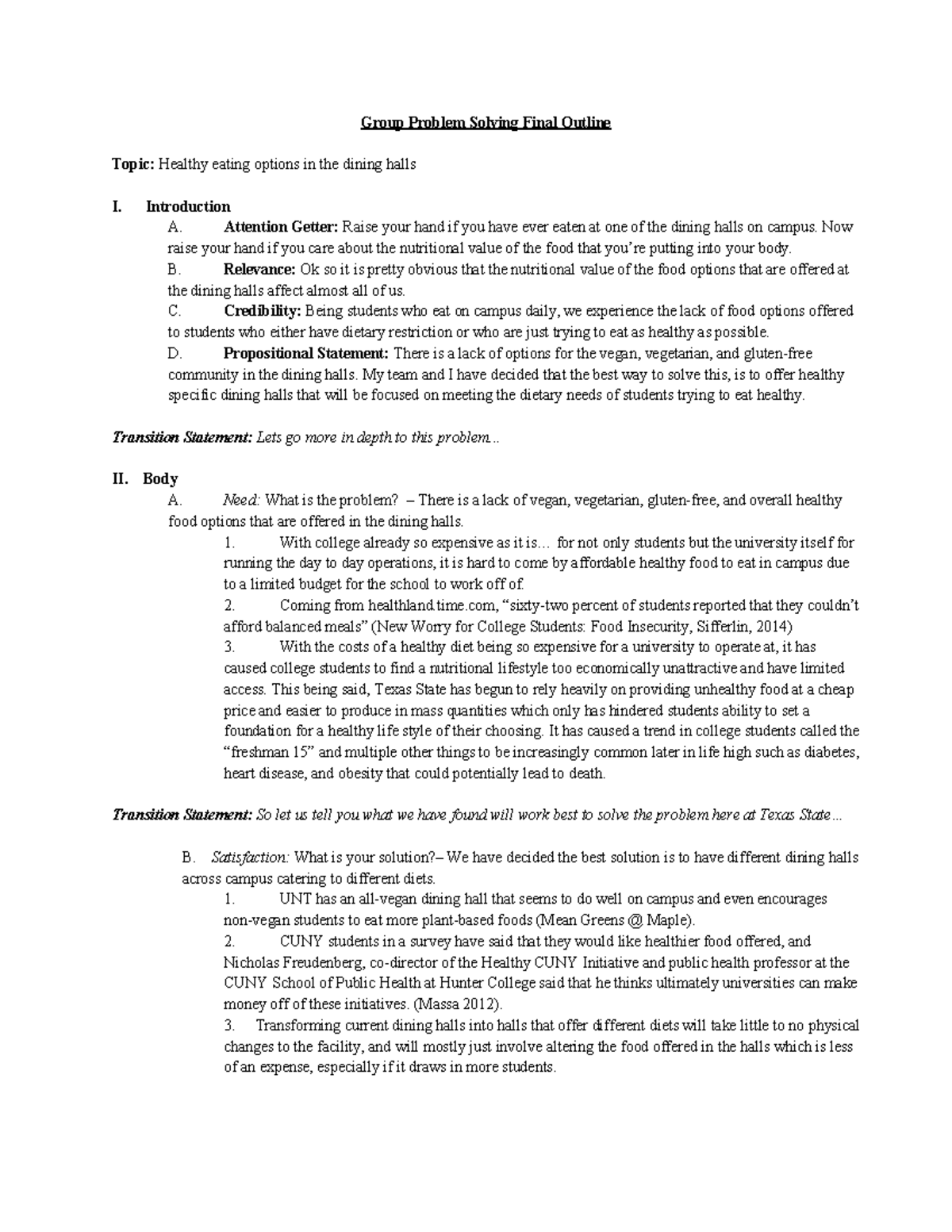 Group Problem Solving Final Outline - Group Problem Solving Final ...