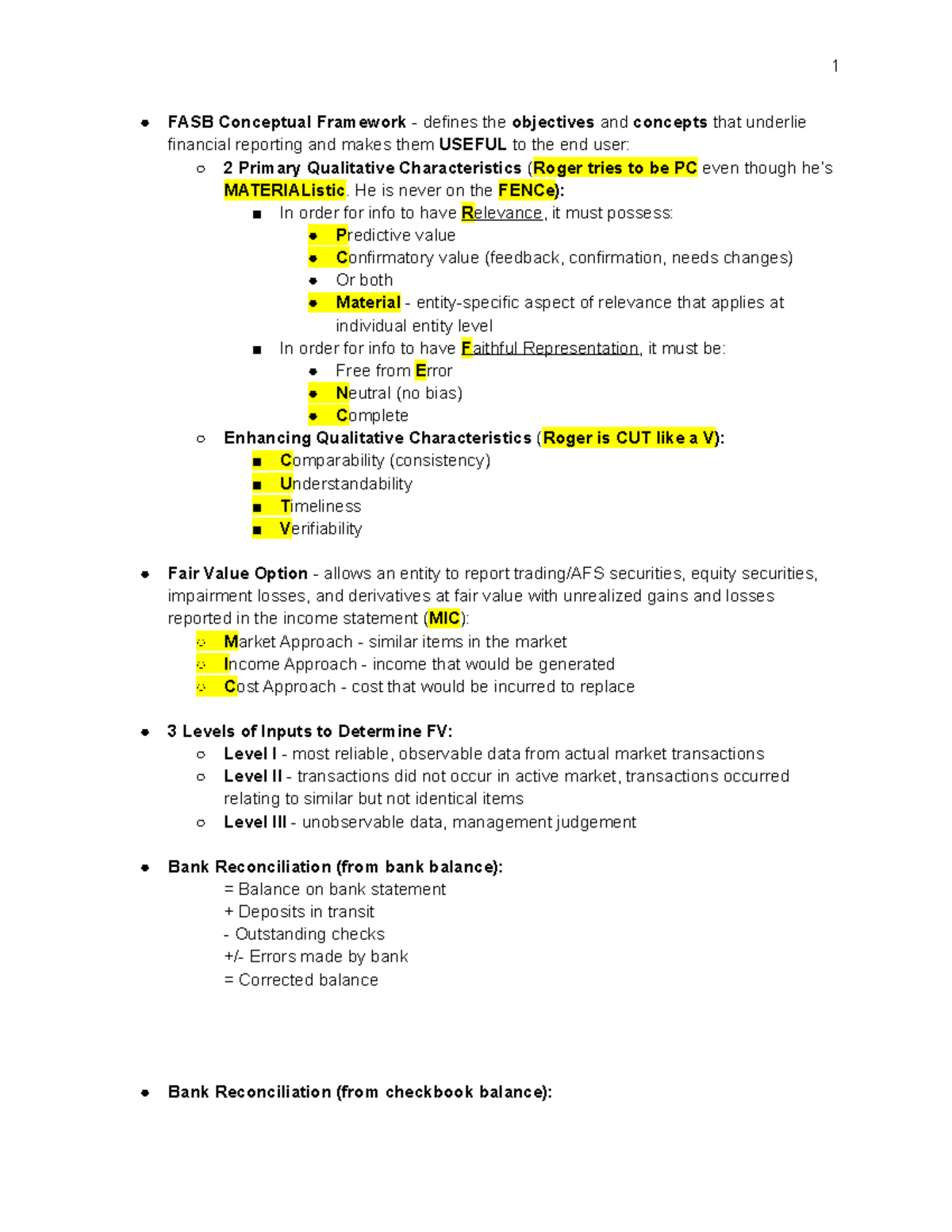 FAR Final Review - CPA - FASB Conceptual Framework - defines the ...