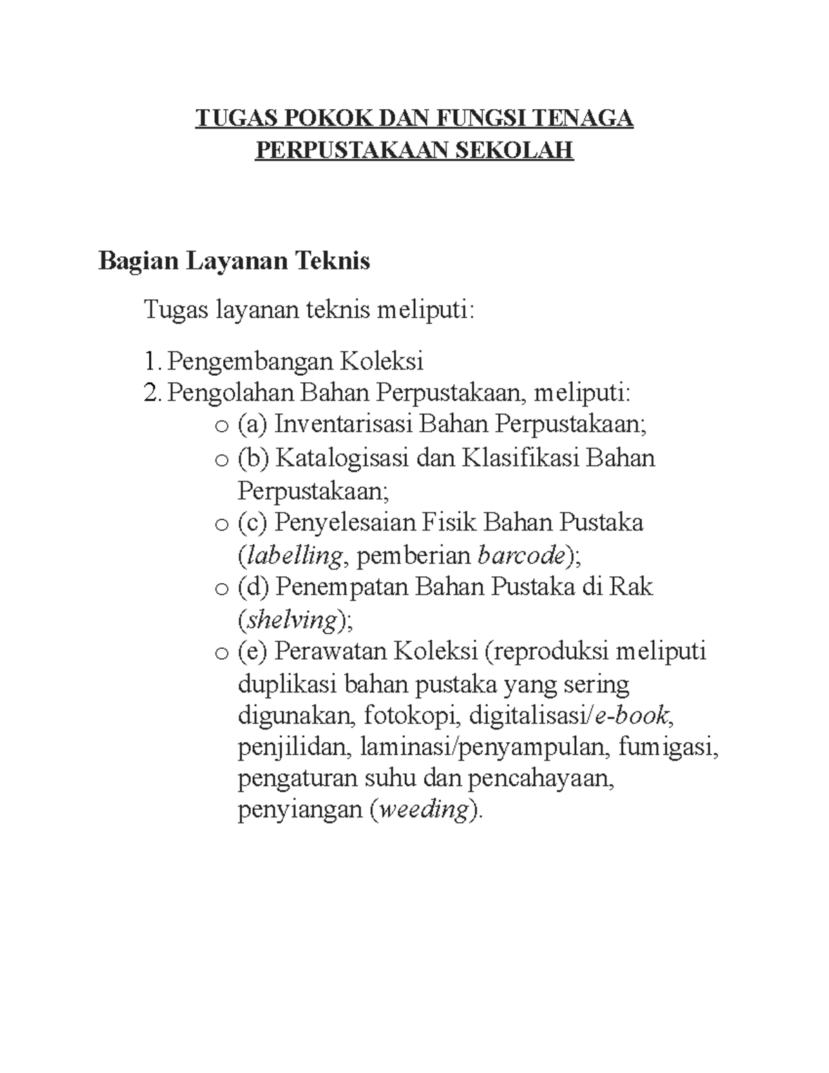 Tugas Pokok DAN Fungsi Tenaga Perpustakaan Sekolah - TUGAS POKOK DAN ...