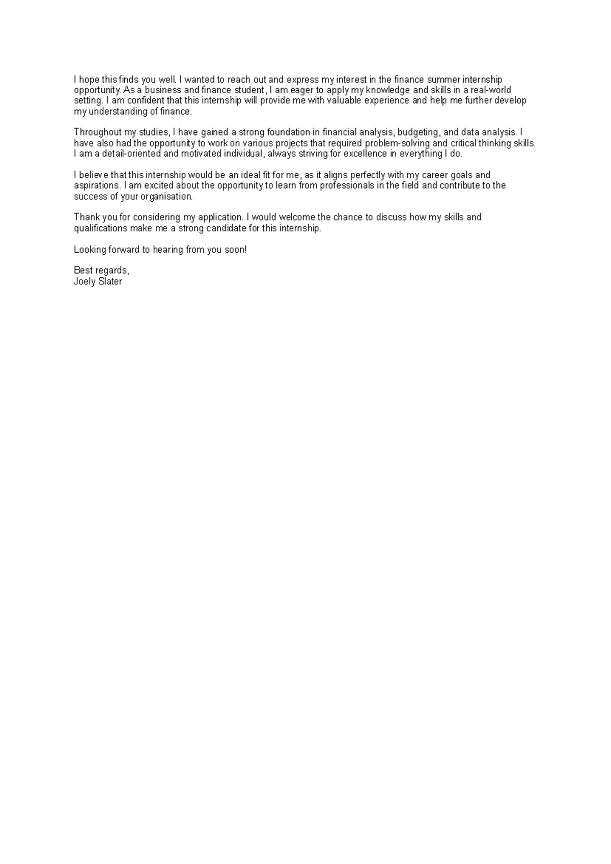 Cover letter - kjkl - I hope this finds you well. I wanted to reach out ...