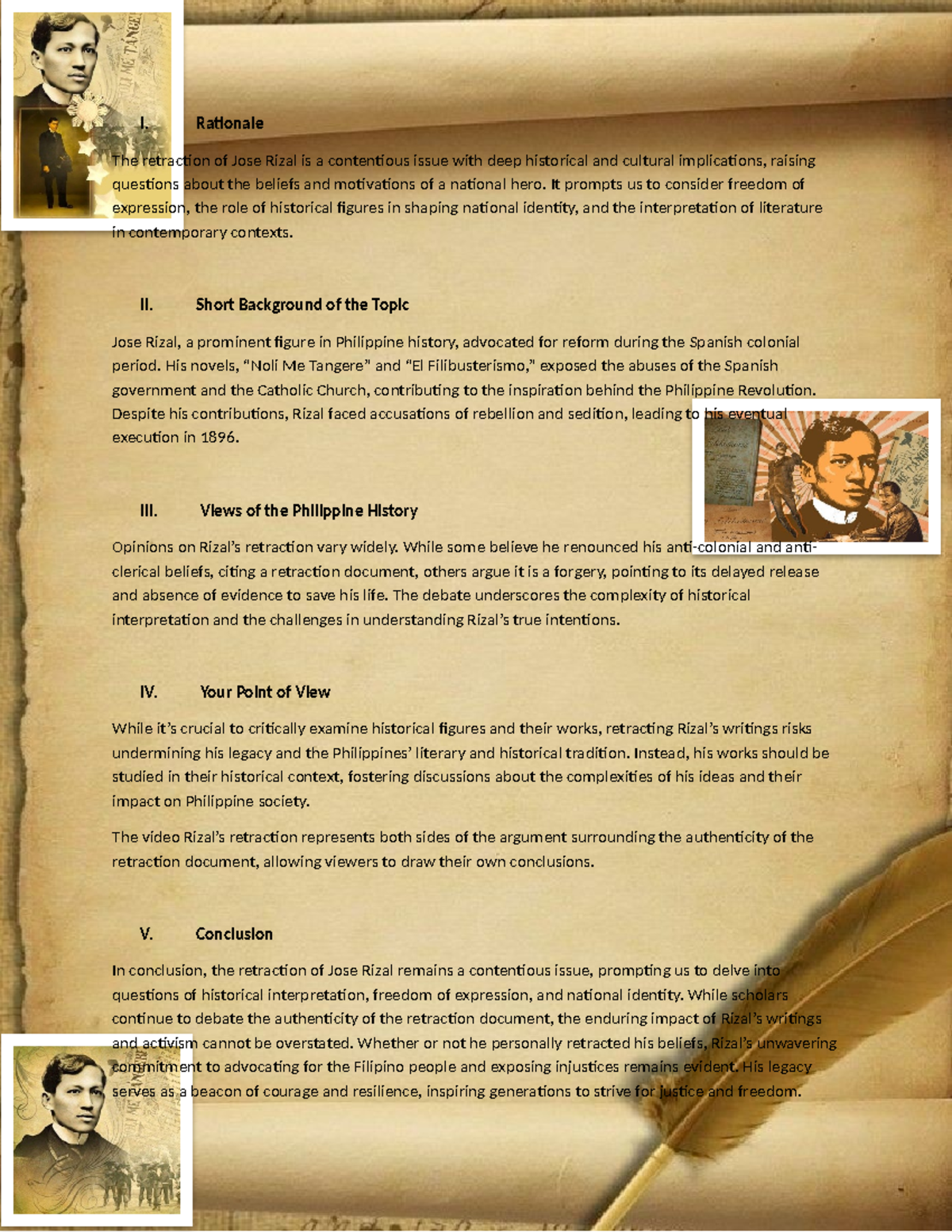 Retraction of Rizal Group 2 - I. Rationale The retraction of Jose Rizal ...