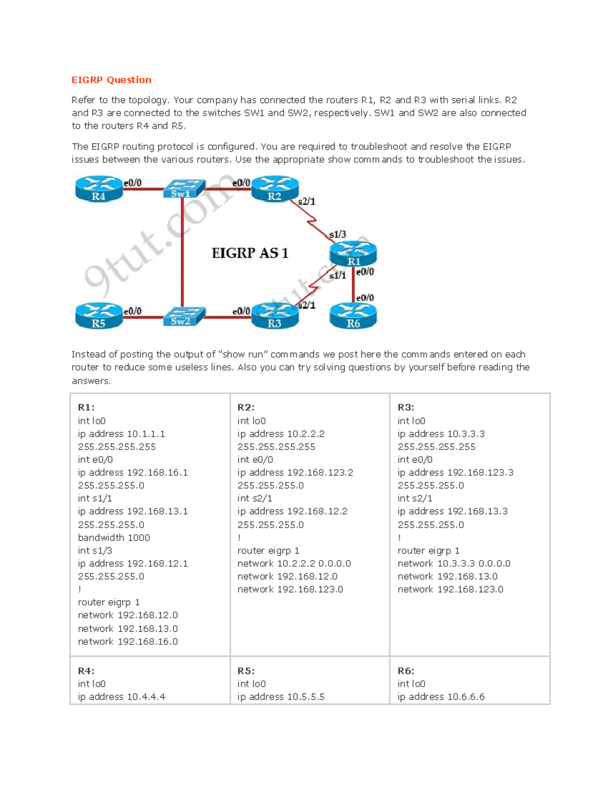 ccna prova laboratorio - EIGRP Question Refer to the topology. Your ...