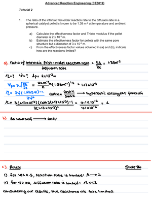 Advanced Reaction Engineering - Tutorial 4 - Ab 3g m 3 Obs O 011g s Im ...