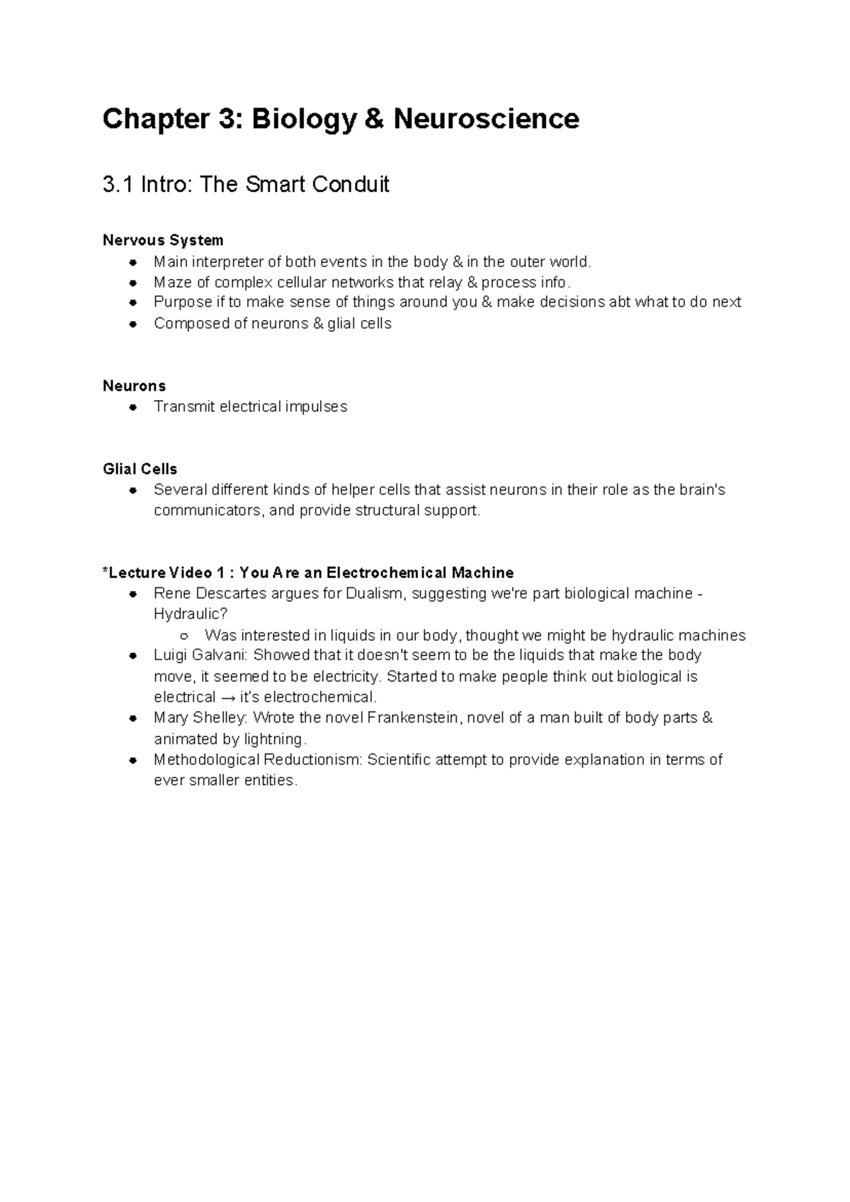 Chapter 3 - Chapter 3: Biology & Neuroscience 3 Intro: The Smart ...