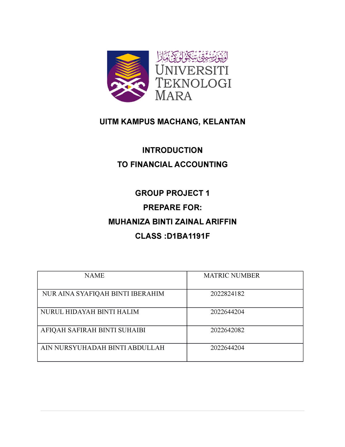 group assignment acc117 uitm