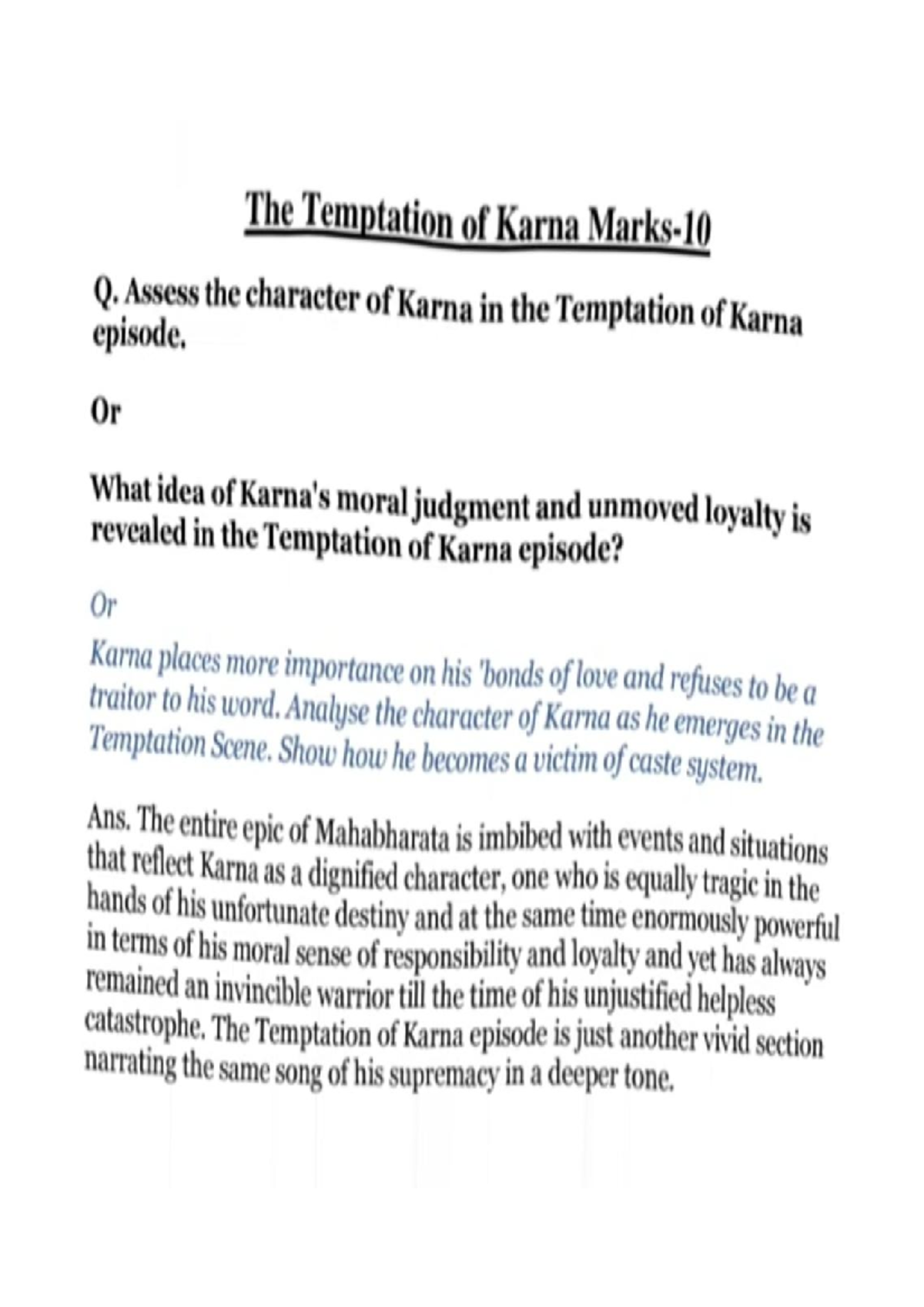 Temptation of karna English Honours Studocu