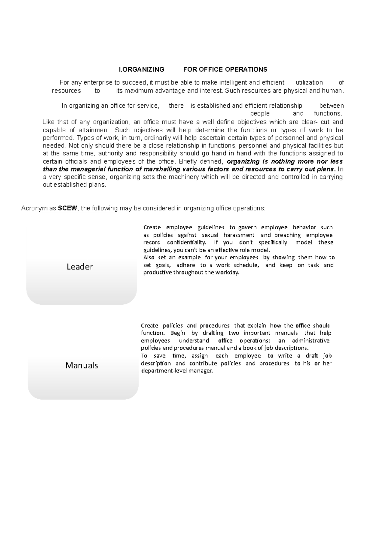 Office and System Management - I FOR OFFICE OPERATIONS For any ...