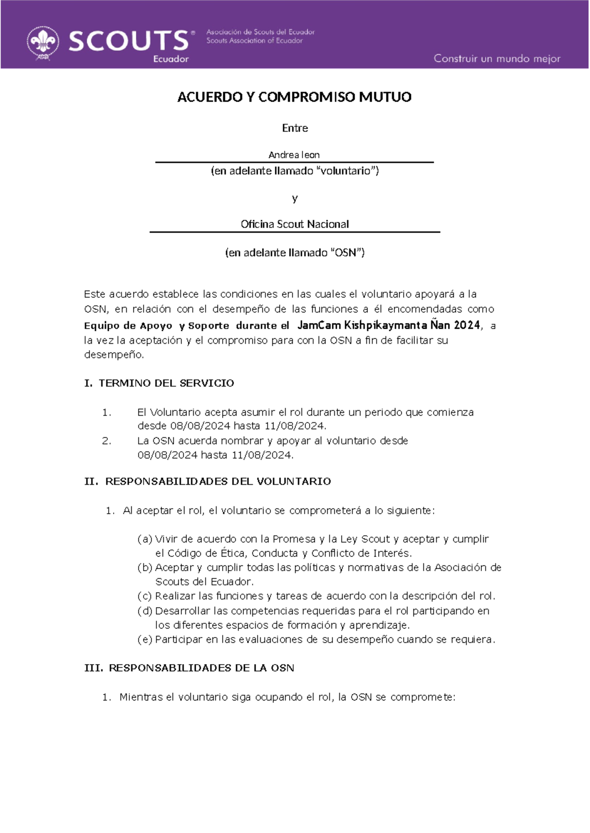 Formato de Acuerdo y Compromiso Mutuo - EQAS (1) - ACUERDO Y COMPROMISO ...